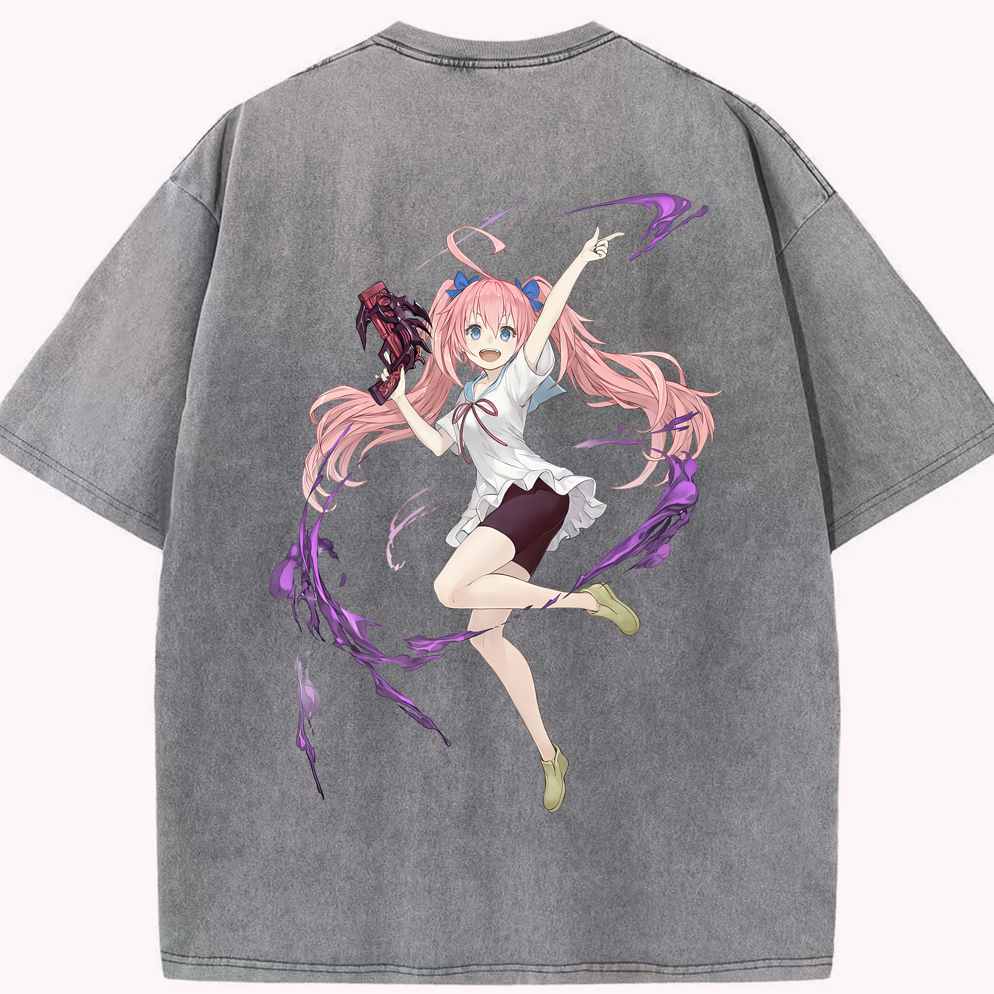 （画像用） 転スラ Regarding Reincarnated to Slime 綿100% ヴィンテージ風 半袖Tシャツ（背面プリント）