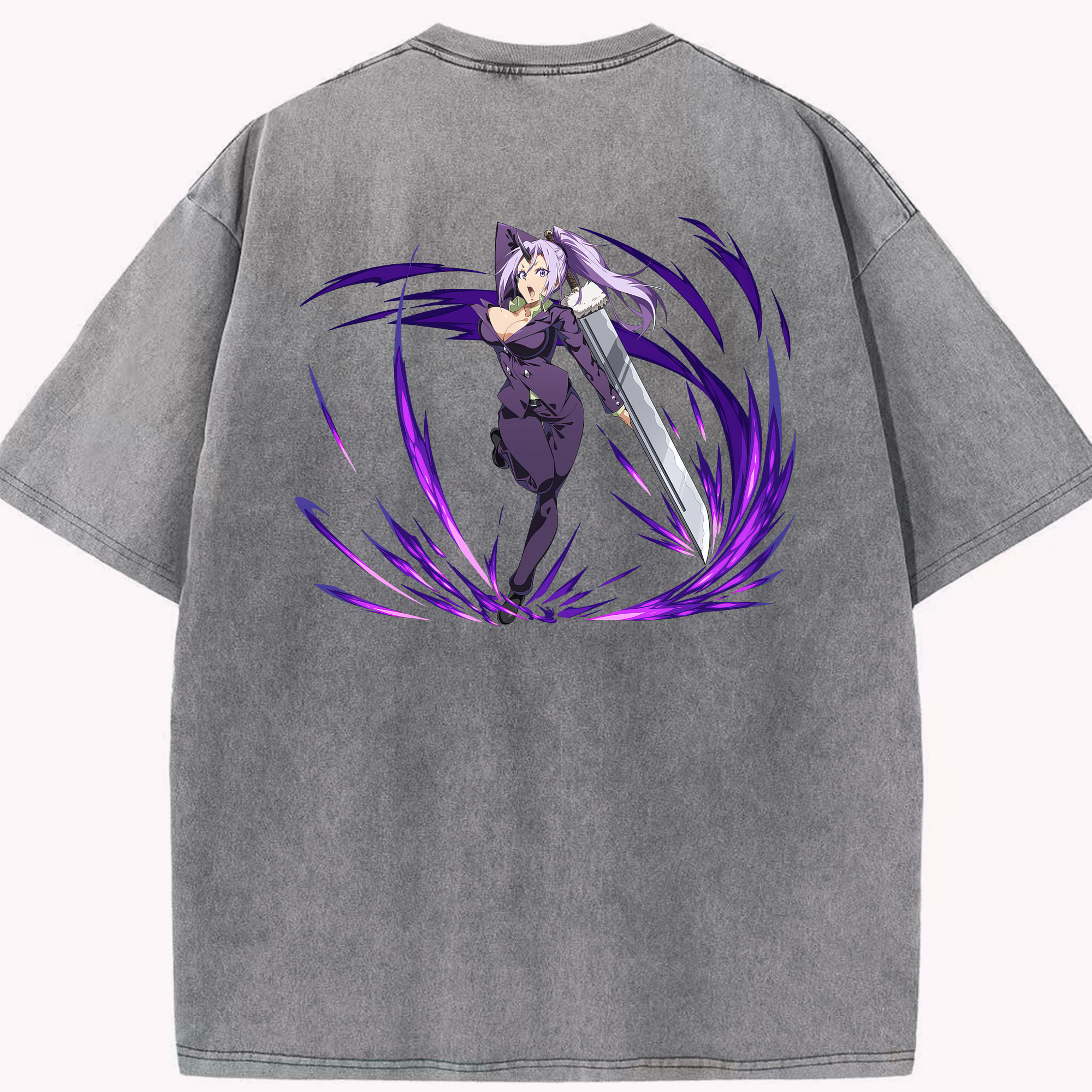 （画像用） 転スラ Regarding Reincarnated to Slime 綿100% ヴィンテージ風 半袖Tシャツ（背面プリント）