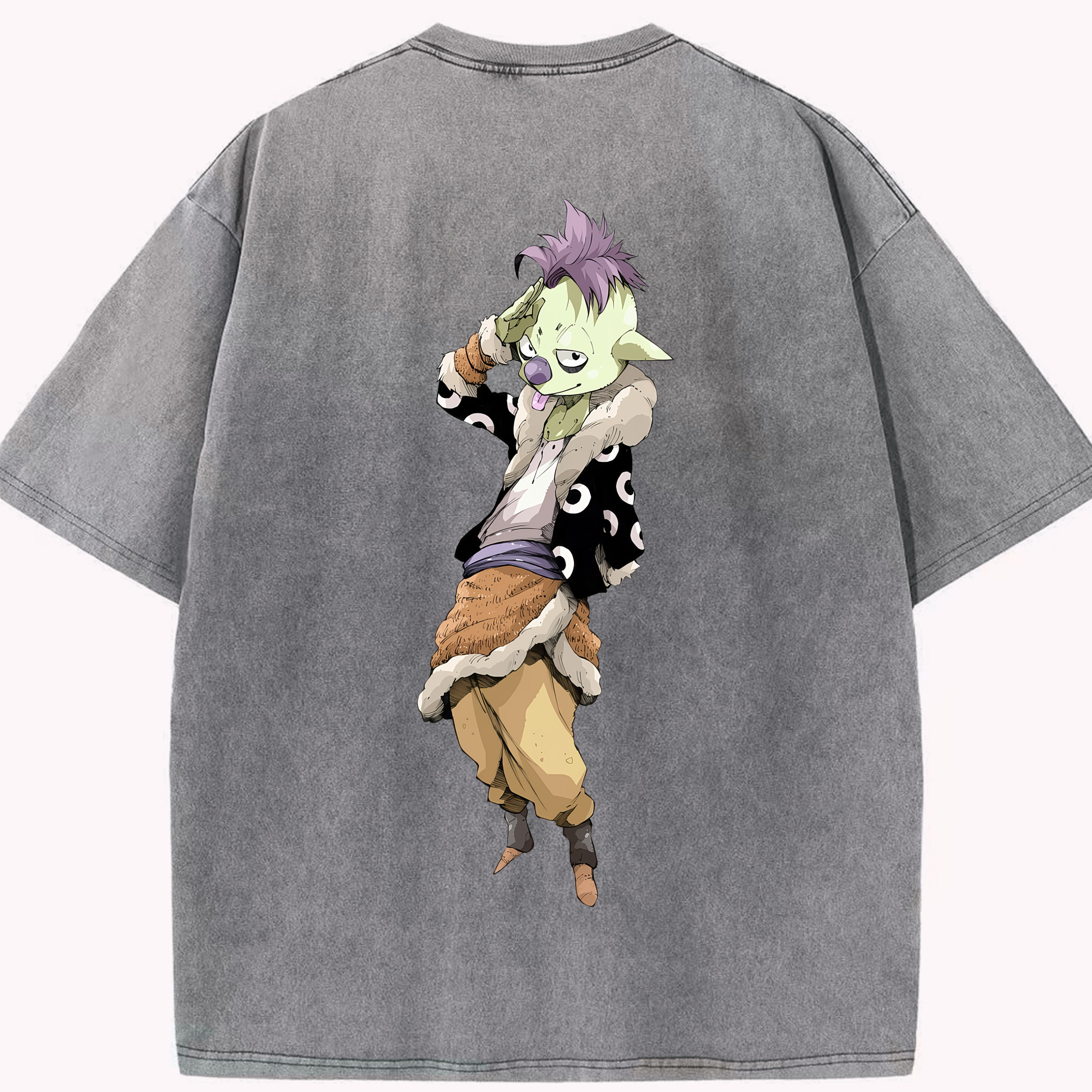 （画像用） 転スラ Regarding Reincarnated to Slime 綿100% ヴィンテージ風 半袖Tシャツ（背面プリント）