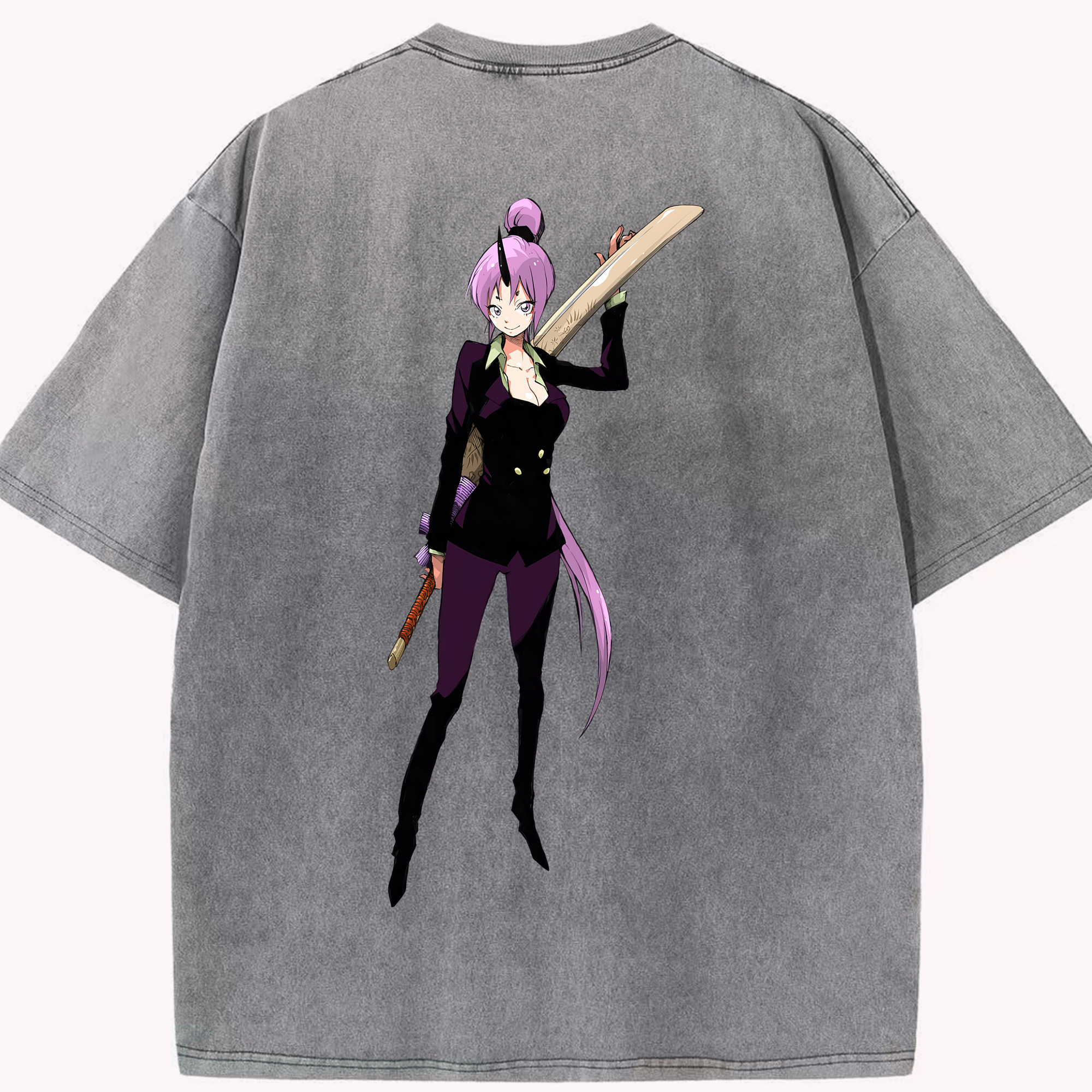（画像用） 転スラ Regarding Reincarnated to Slime 綿100% ヴィンテージ風 半袖Tシャツ（背面プリント）
