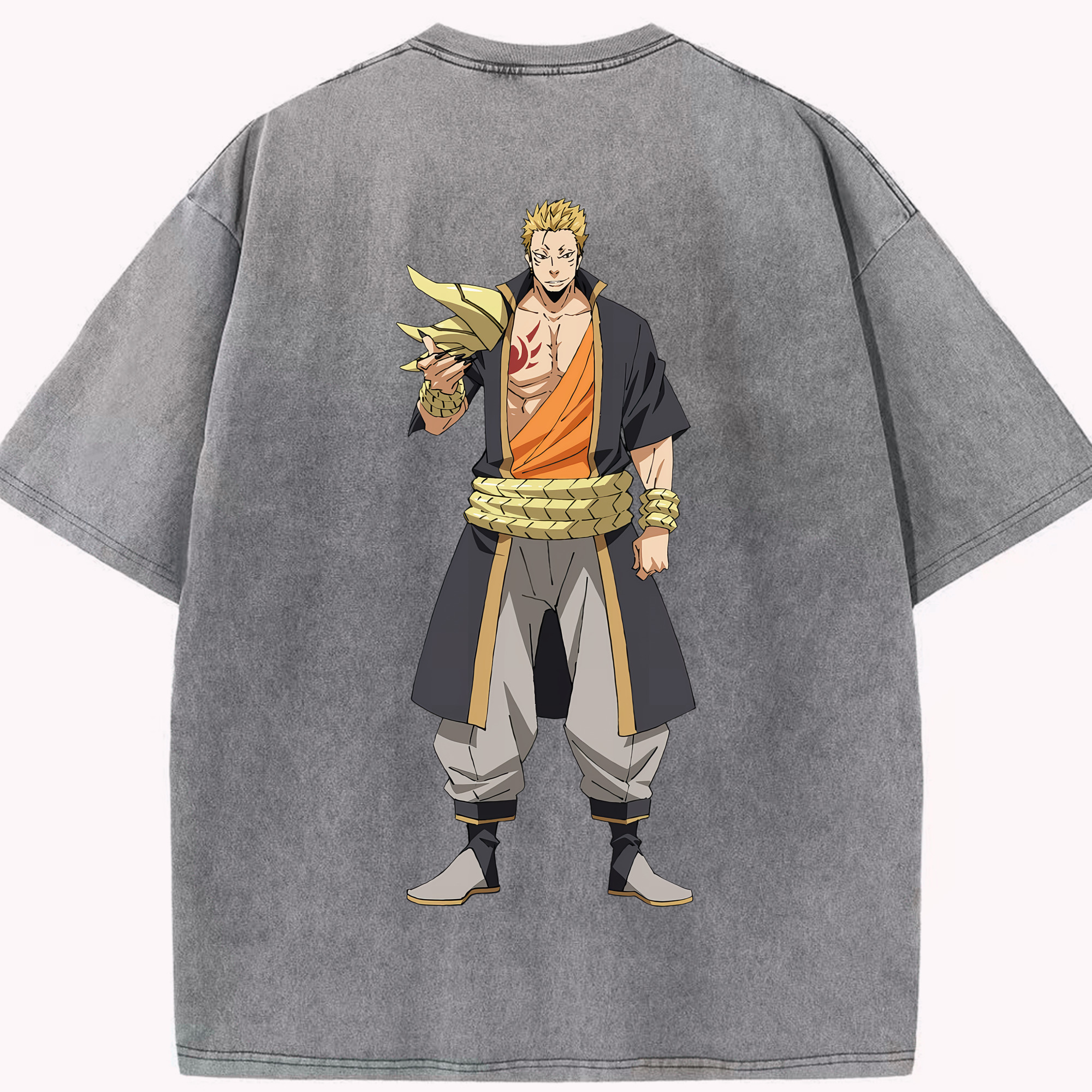 （画像用） 転スラ Regarding Reincarnated to Slime 綿100% ヴィンテージ風 半袖Tシャツ（背面プリント）