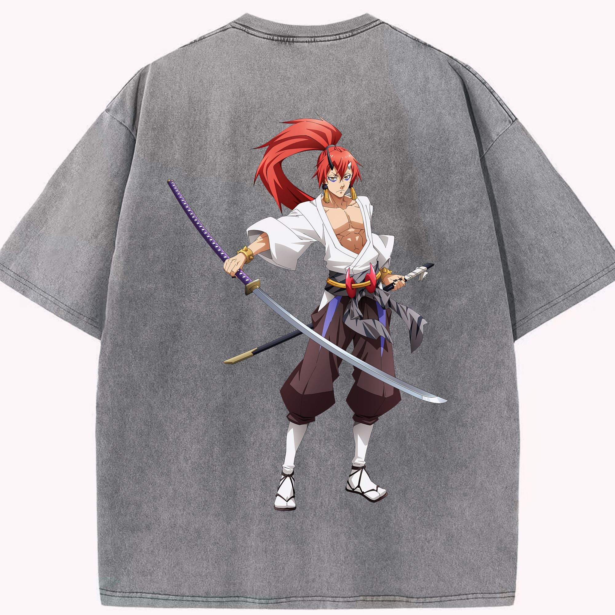 （画像用） 転スラ Regarding Reincarnated to Slime 綿100% ヴィンテージ風 半袖Tシャツ（背面プリント）