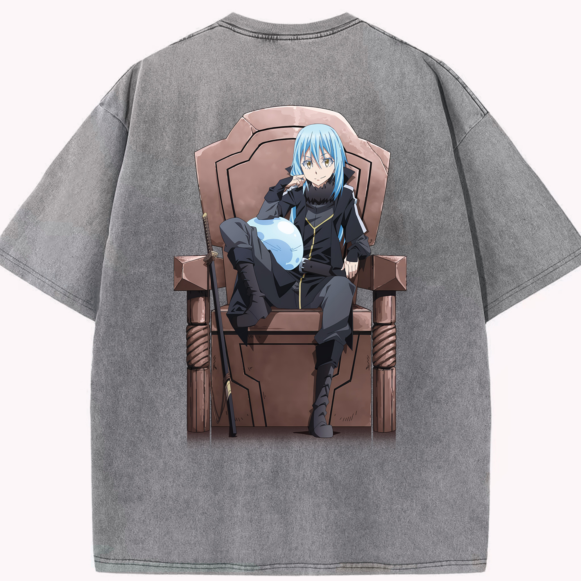 （画像用） 転スラ Regarding Reincarnated to Slime 綿100% ヴィンテージ風 半袖Tシャツ（背面プリント）