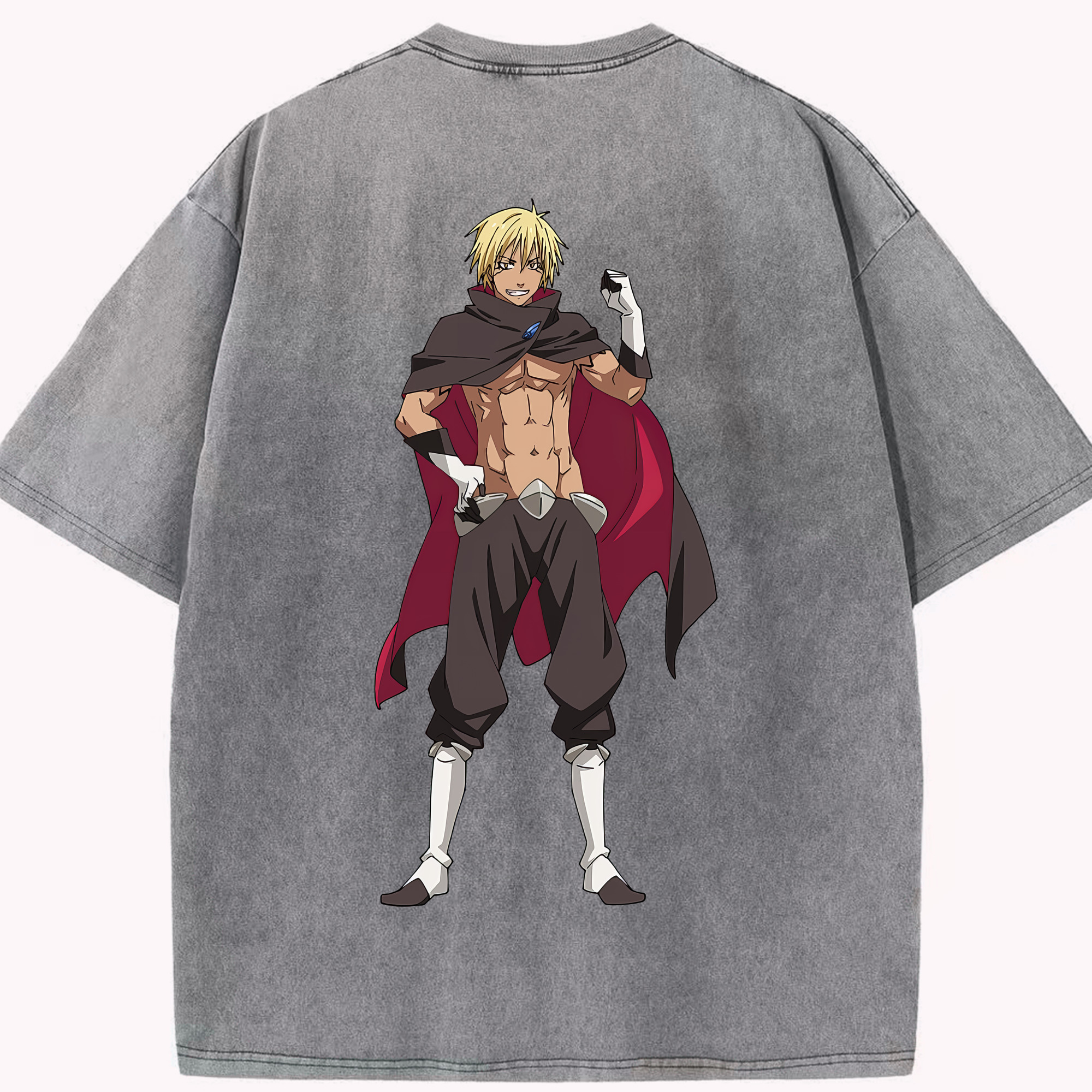 （画像用） 転スラ Regarding Reincarnated to Slime 綿100% ヴィンテージ風 半袖Tシャツ（背面プリント）