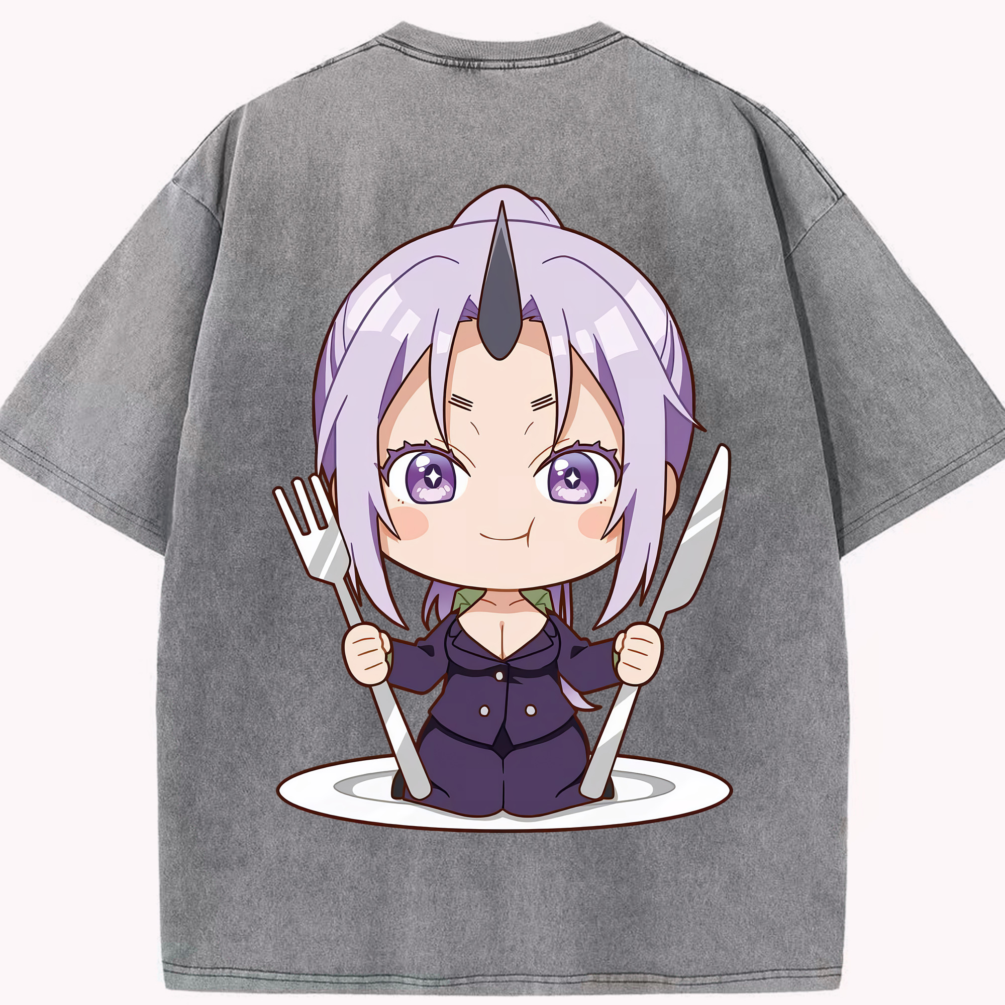 （画像用） 転スラ Regarding Reincarnated to Slime 綿100% ヴィンテージ風 半袖Tシャツ（背面プリント）