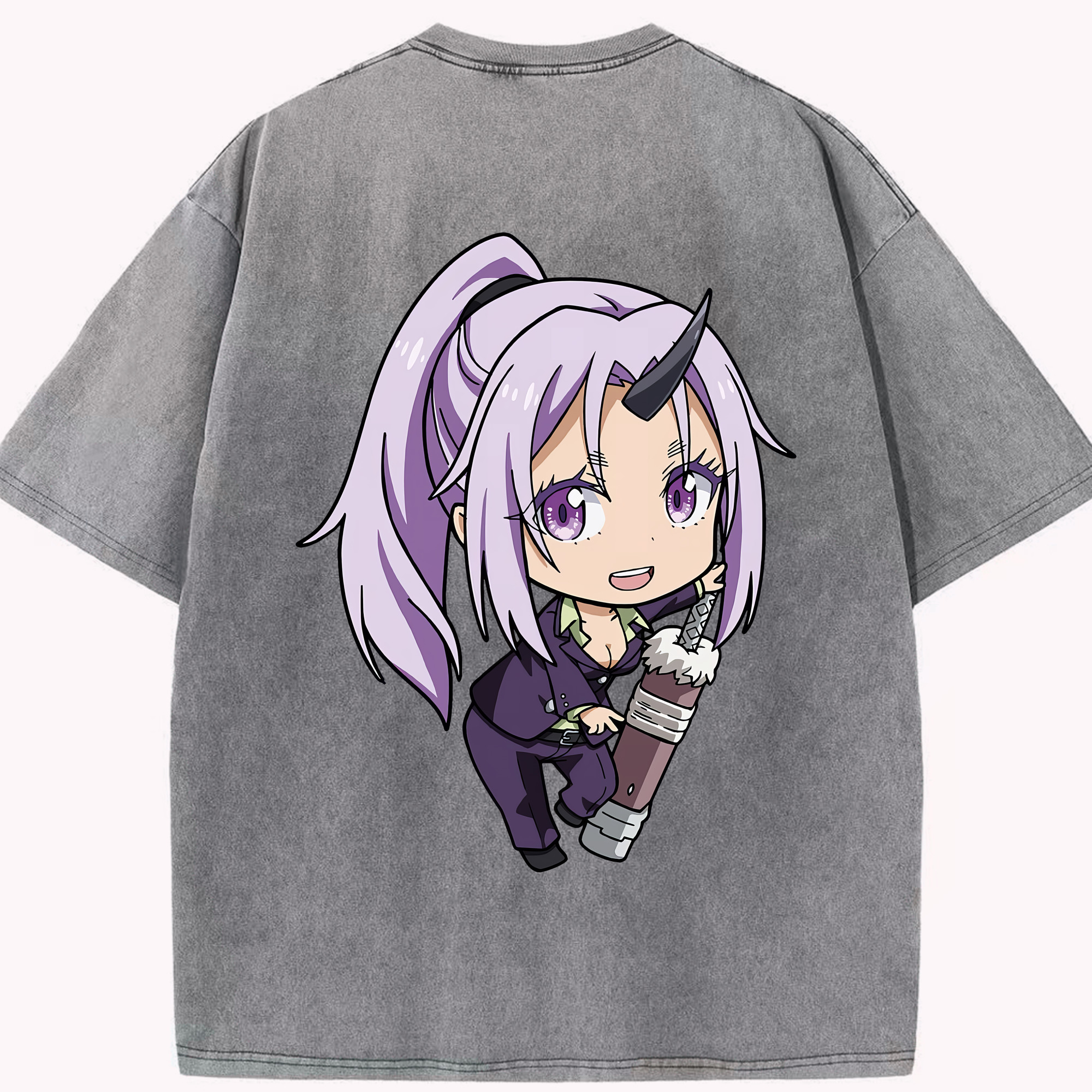 （画像用） 転スラ Regarding Reincarnated to Slime 綿100% ヴィンテージ風 半袖Tシャツ（背面プリント）
