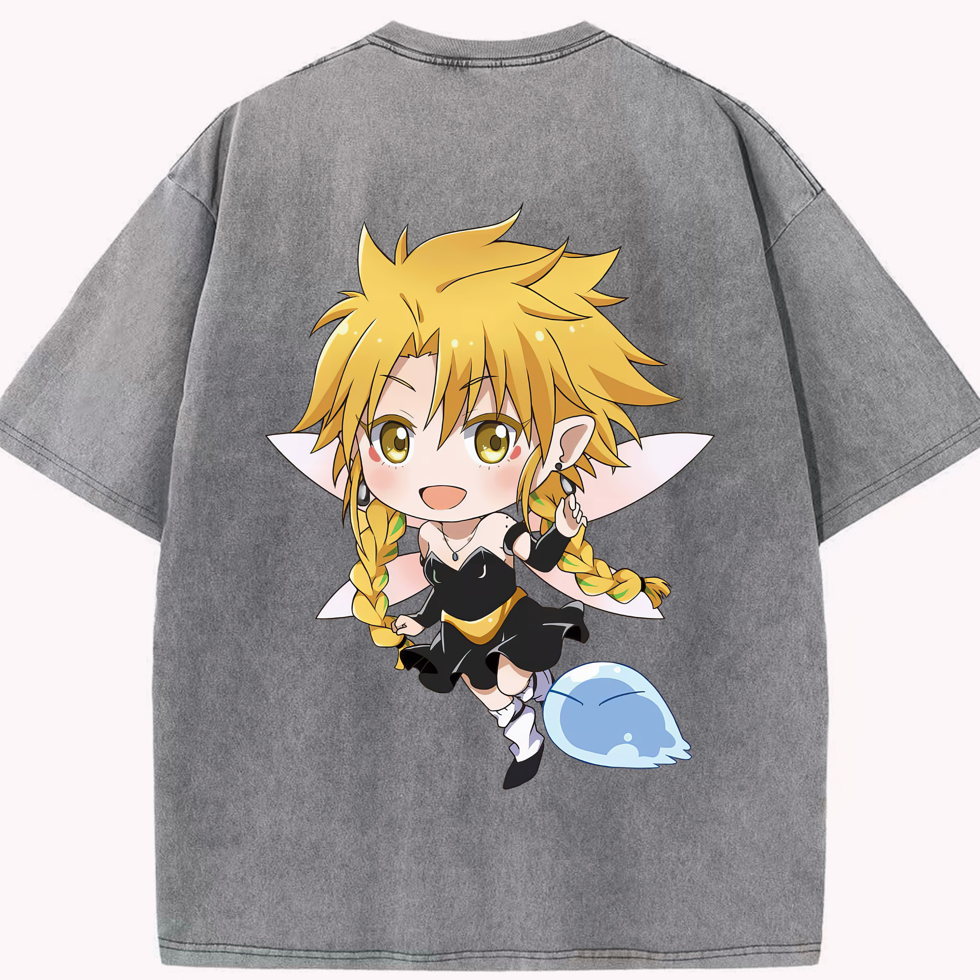 （画像用） 転スラ Regarding Reincarnated to Slime 綿100% ヴィンテージ風 半袖Tシャツ（背面プリント）