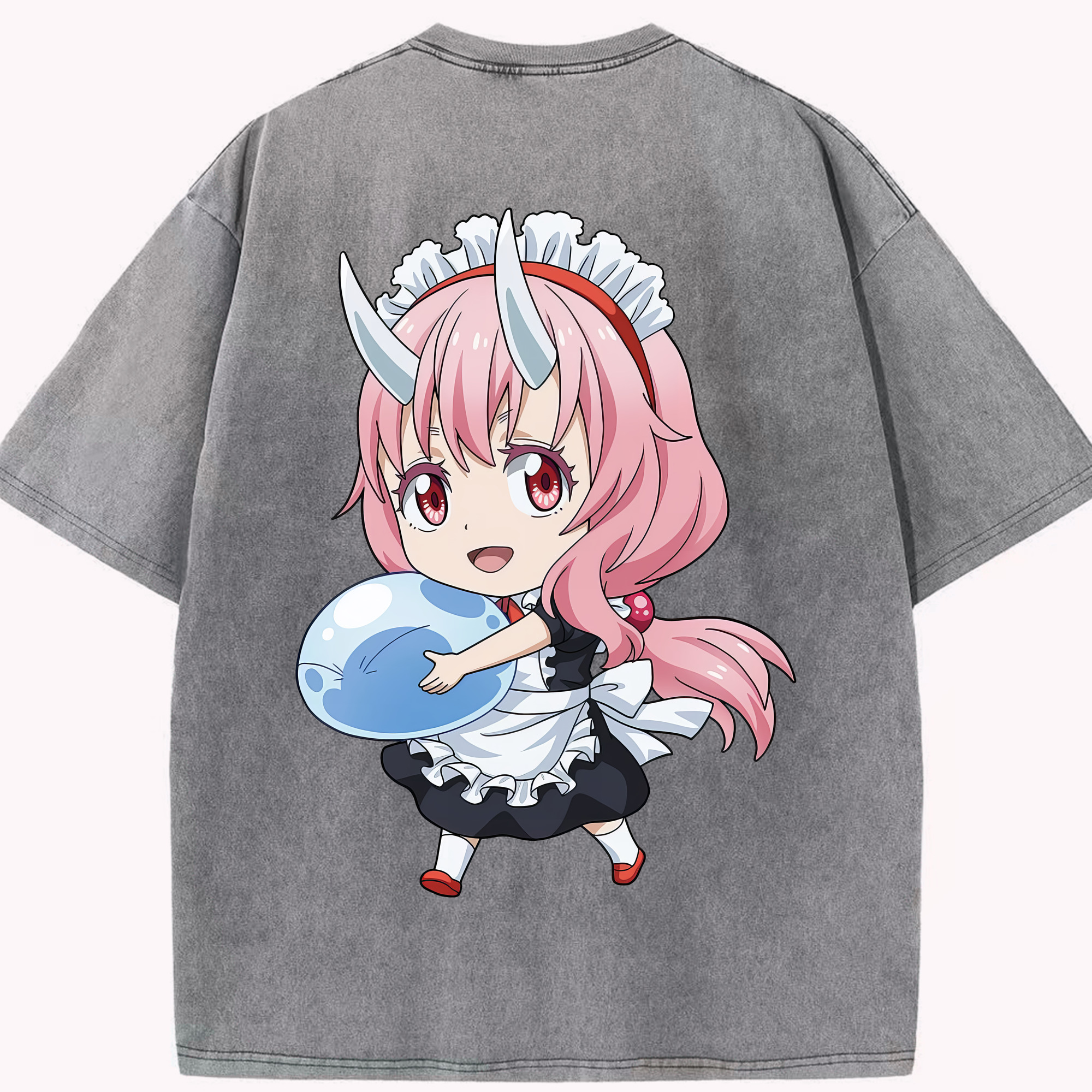 （画像用） 転スラ Regarding Reincarnated to Slime 綿100% ヴィンテージ風 半袖Tシャツ（背面プリント）