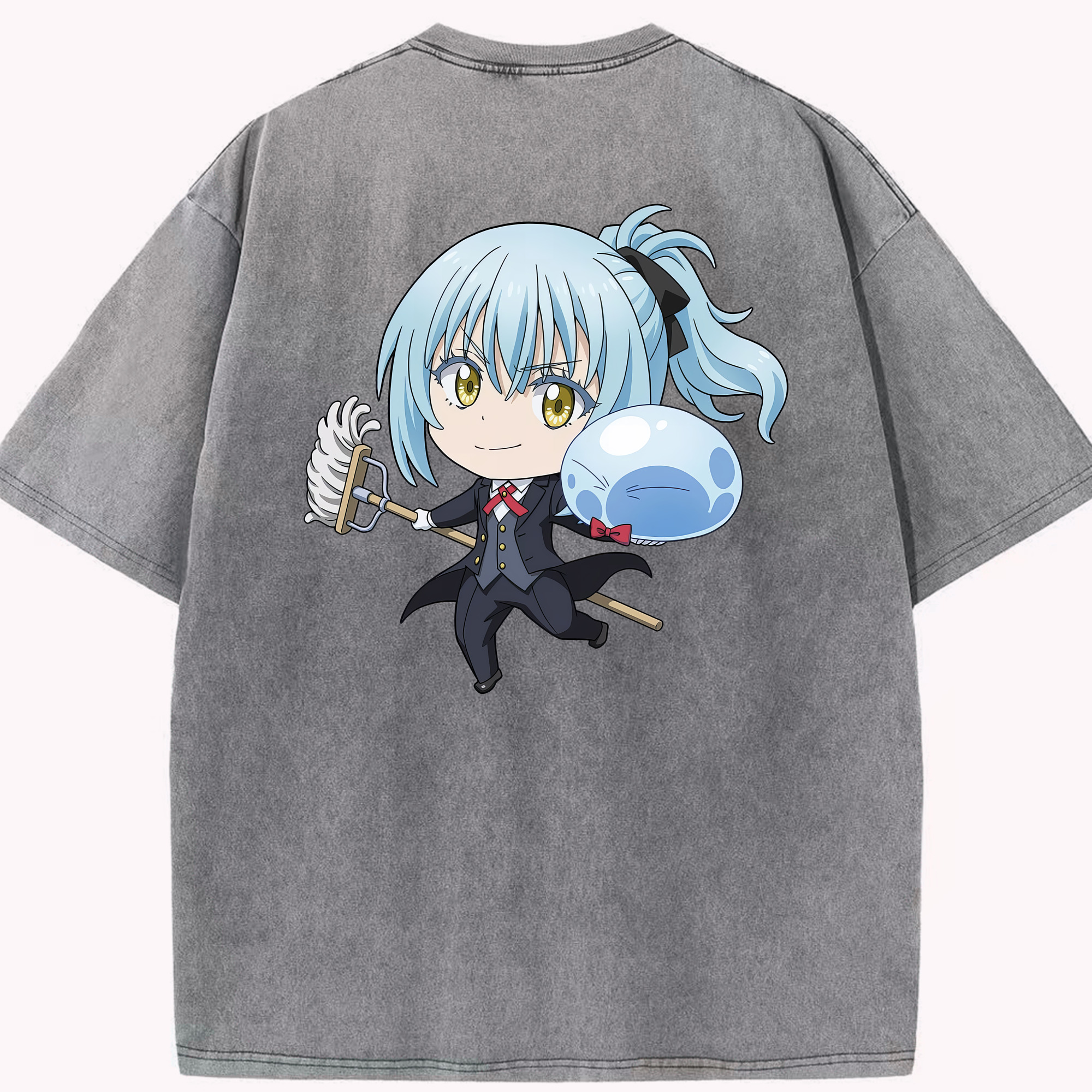 （画像用） 転スラ Regarding Reincarnated to Slime 綿100% ヴィンテージ風 半袖Tシャツ（背面プリント）