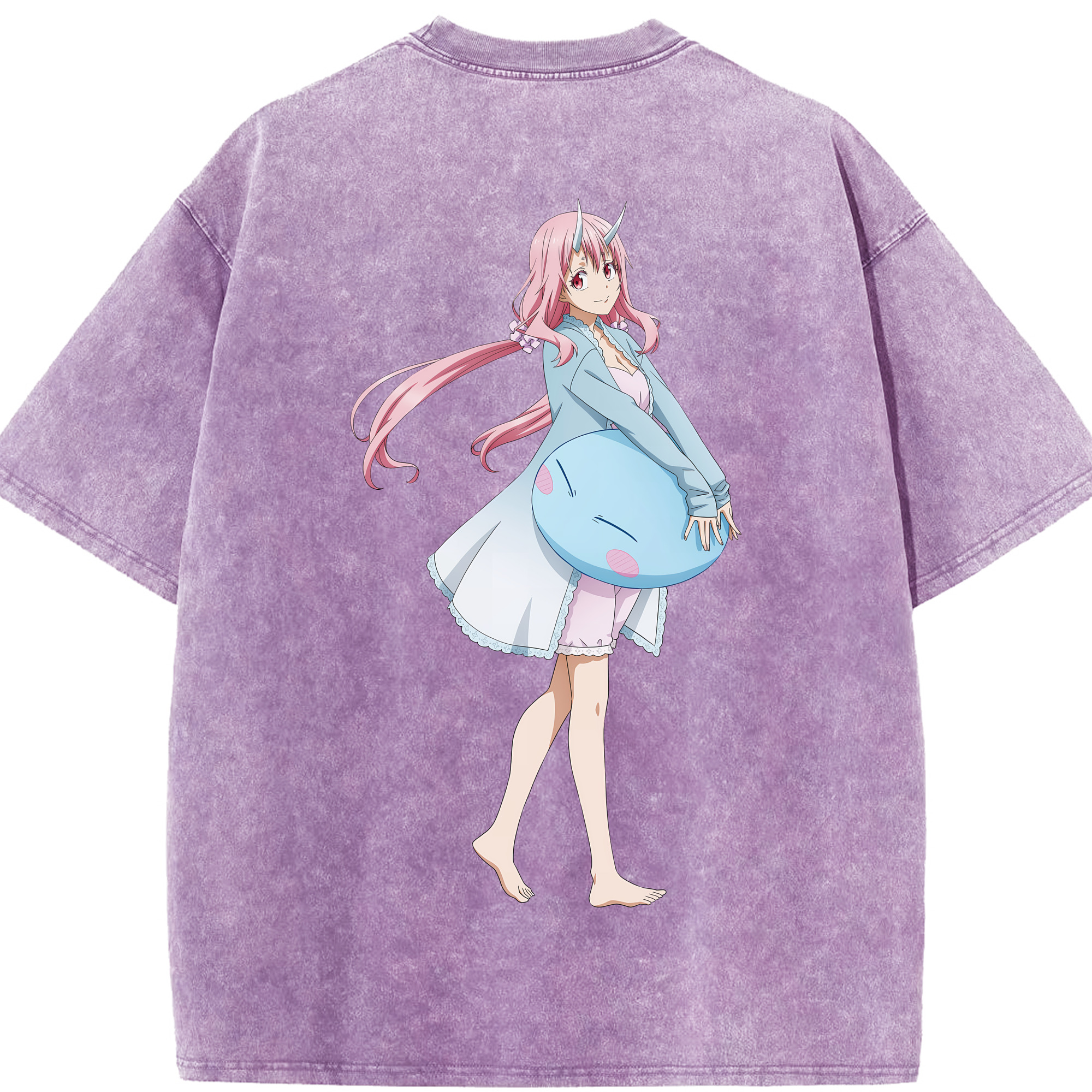 （画像用） 転スラ Regarding Reincarnated to Slime 綿100% ヴィンテージ風 半袖Tシャツ（背面プリント）