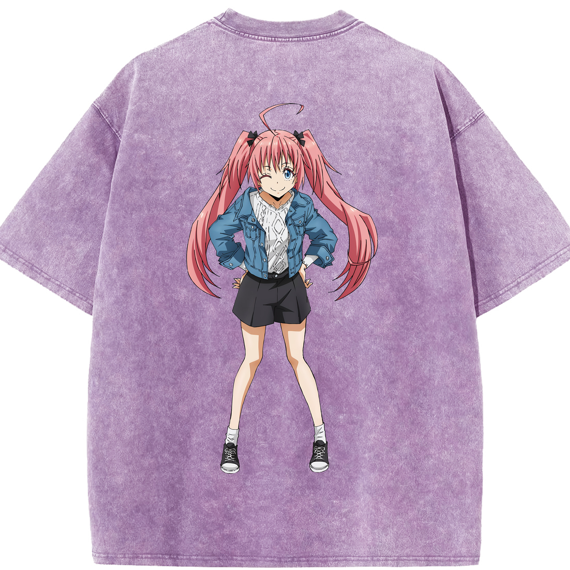 （画像用） 転スラ Regarding Reincarnated to Slime 綿100% ヴィンテージ風 半袖Tシャツ（背面プリント）