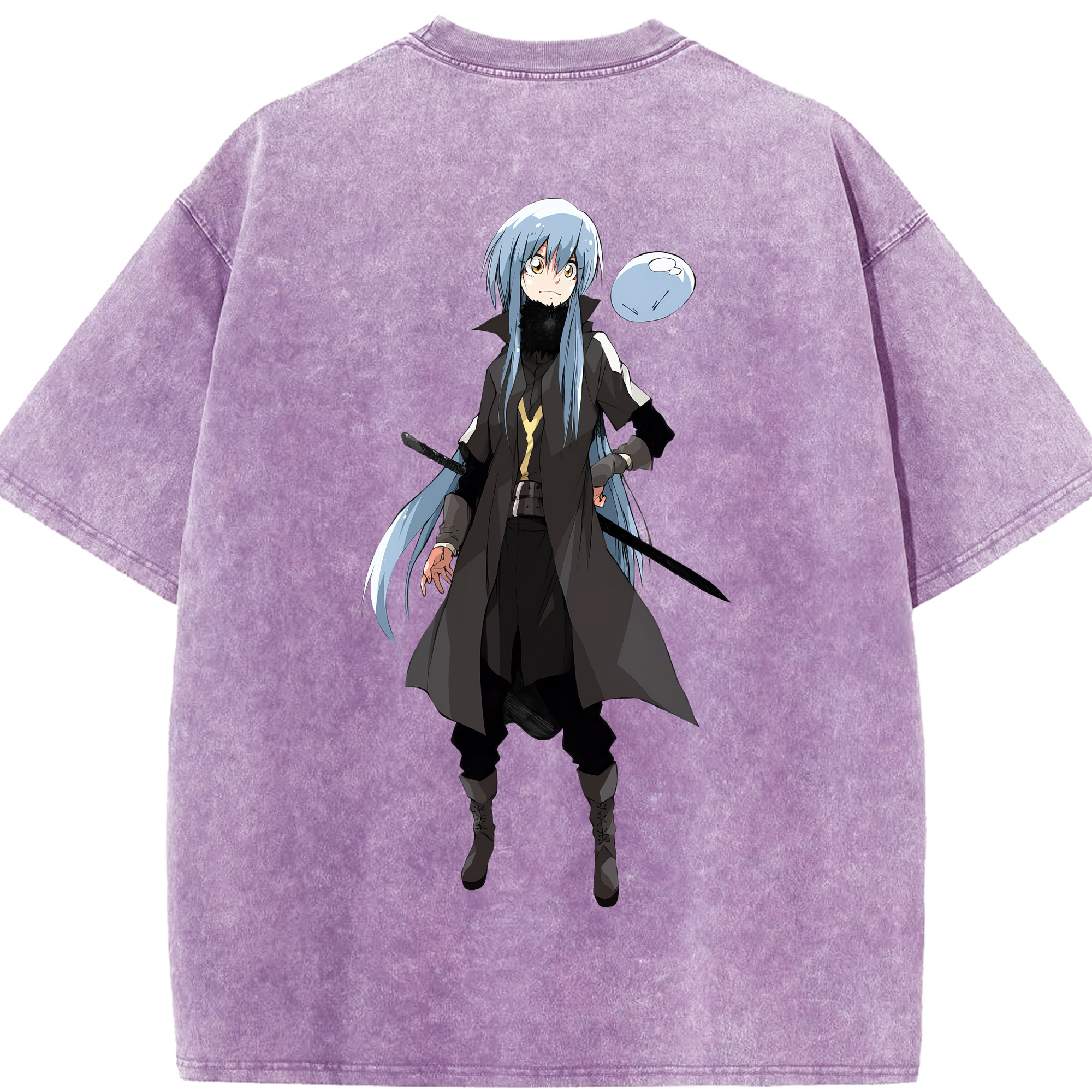 （画像用） 転スラ Regarding Reincarnated to Slime 綿100% ヴィンテージ風 半袖Tシャツ（背面プリント）