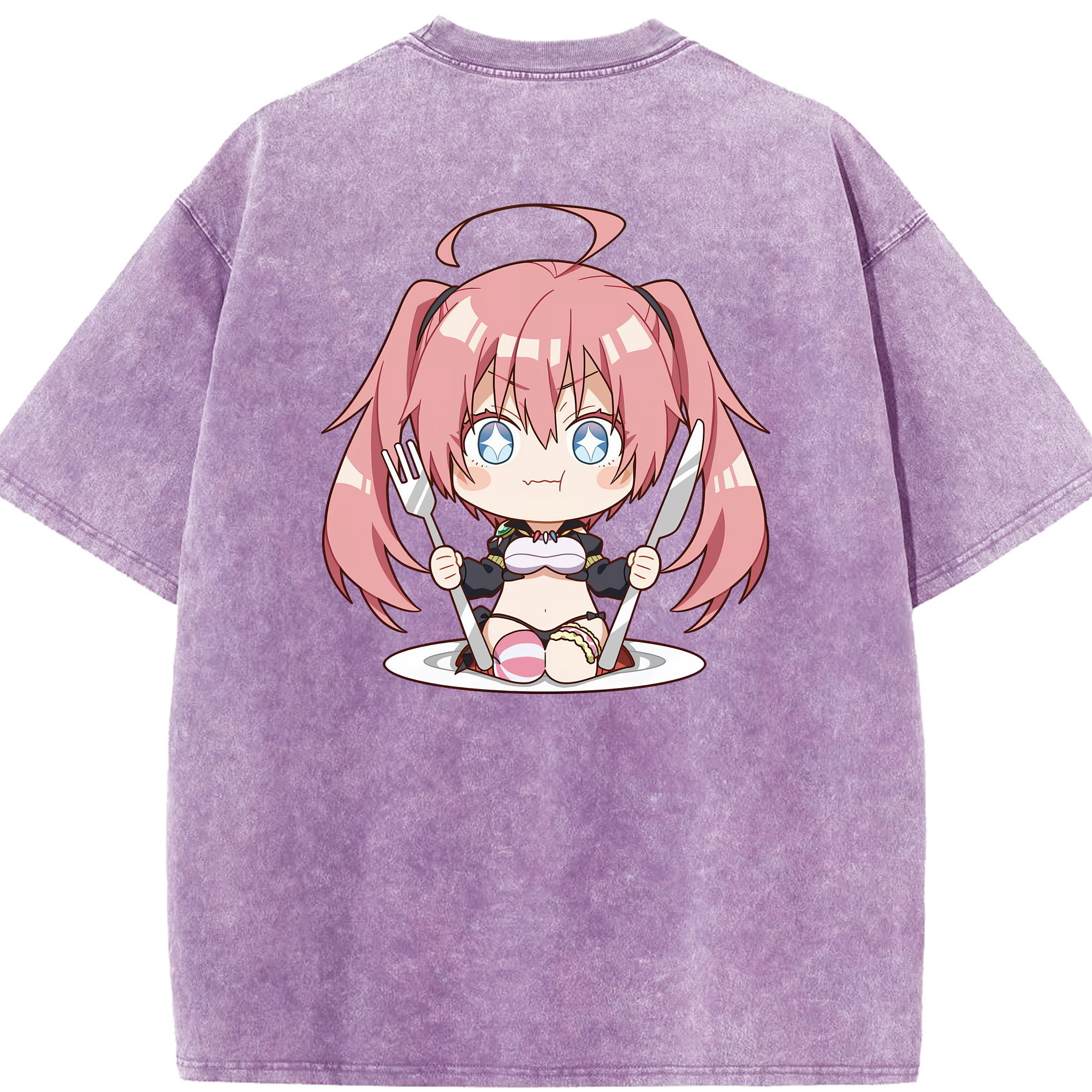 （画像用） 転スラ Regarding Reincarnated to Slime 綿100% ヴィンテージ風 半袖Tシャツ（背面プリント）