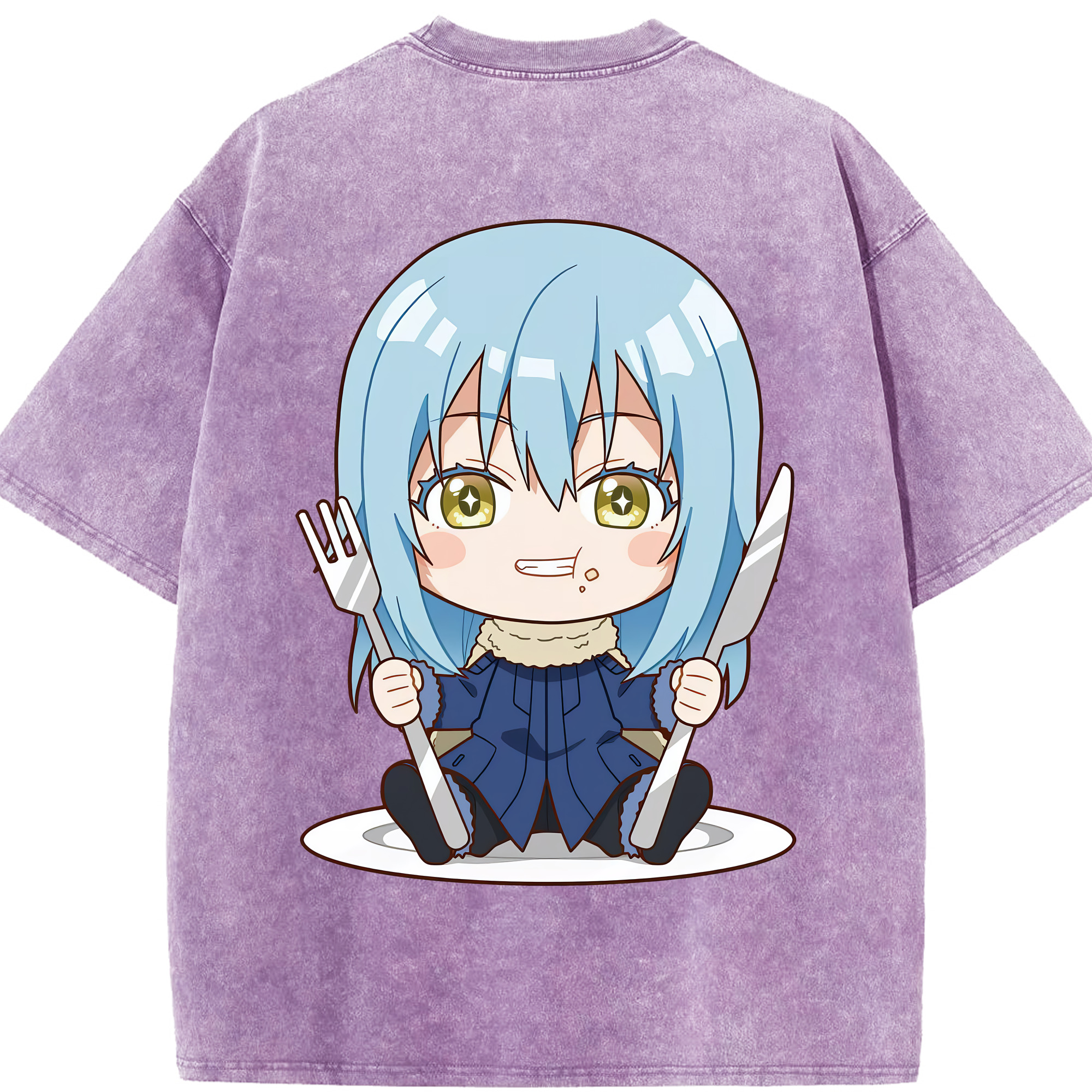 （画像用） 転スラ Regarding Reincarnated to Slime 綿100% ヴィンテージ風 半袖Tシャツ（背面プリント）