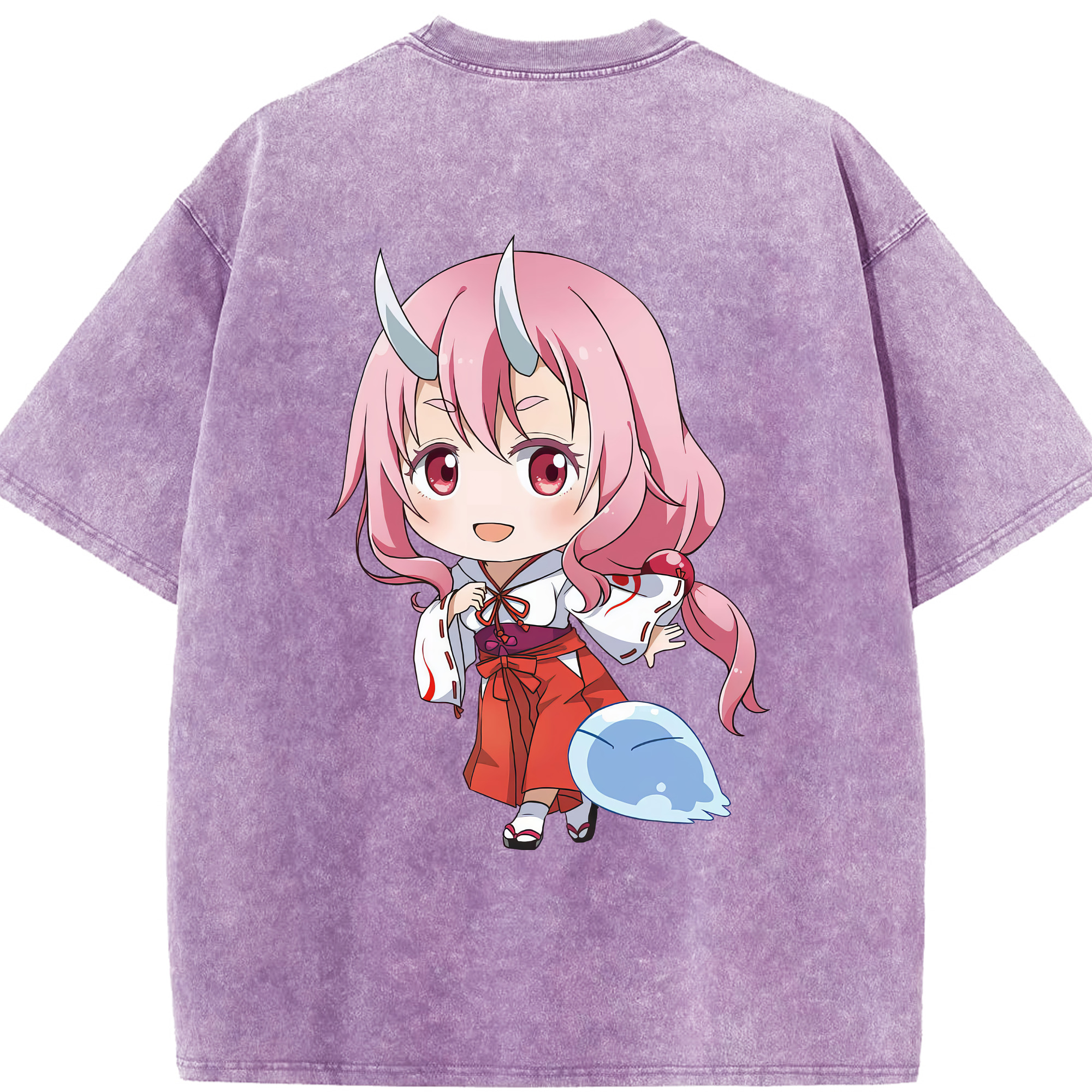 （画像用） 転スラ Regarding Reincarnated to Slime 綿100% ヴィンテージ風 半袖Tシャツ（背面プリント）
