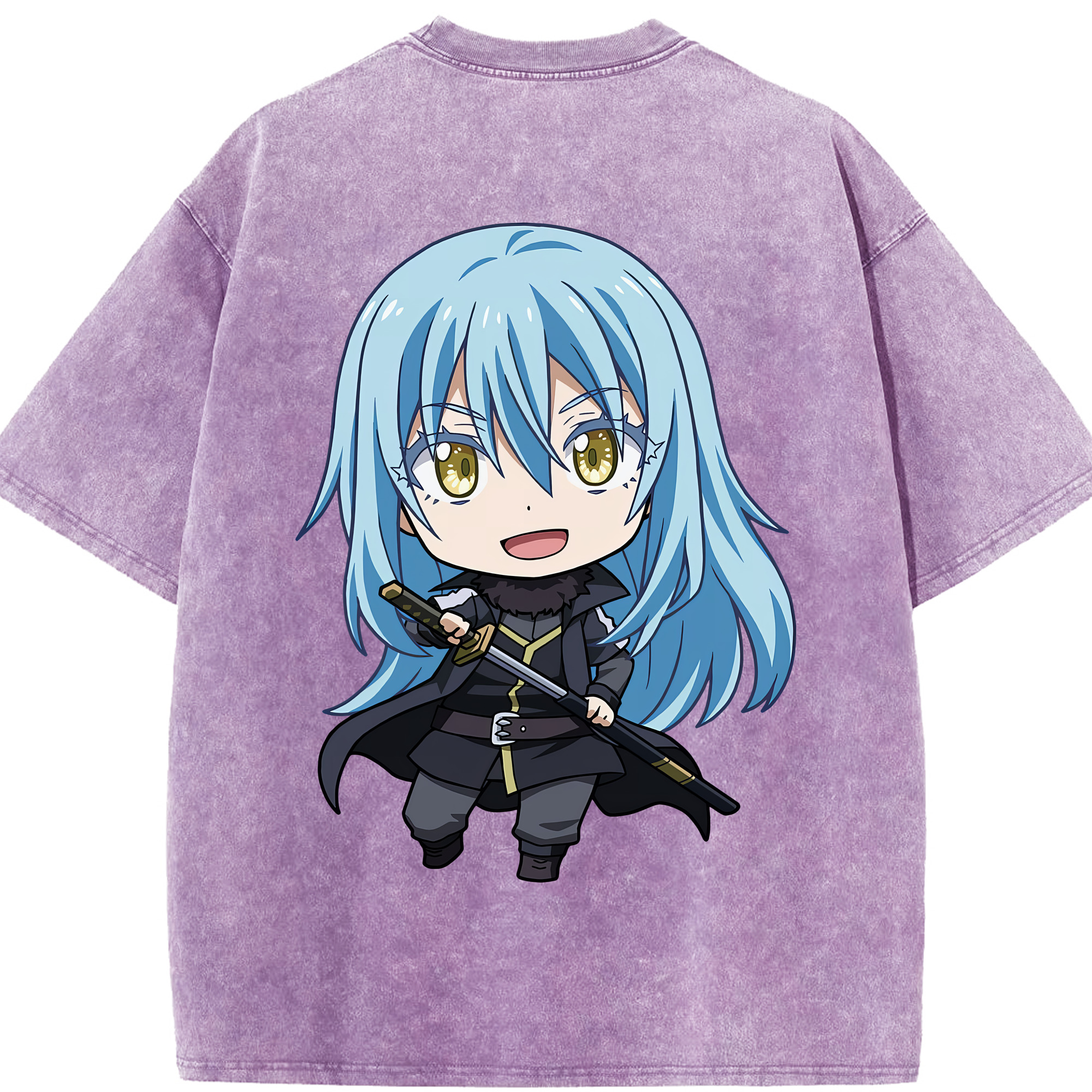 （画像用） 転スラ Regarding Reincarnated to Slime 綿100% ヴィンテージ風 半袖Tシャツ（背面プリント）