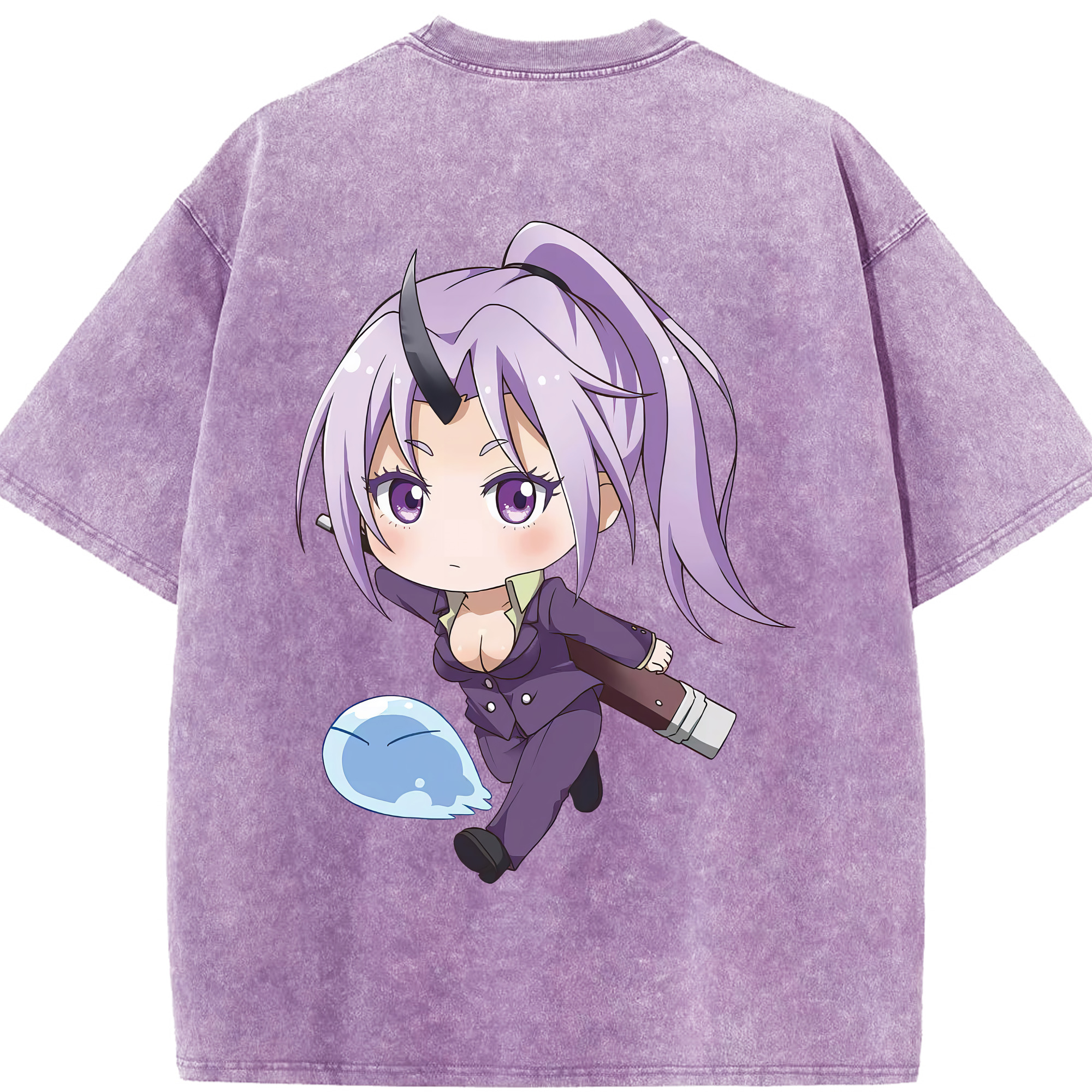 （画像用） 転スラ Regarding Reincarnated to Slime 綿100% ヴィンテージ風 半袖Tシャツ（背面プリント）