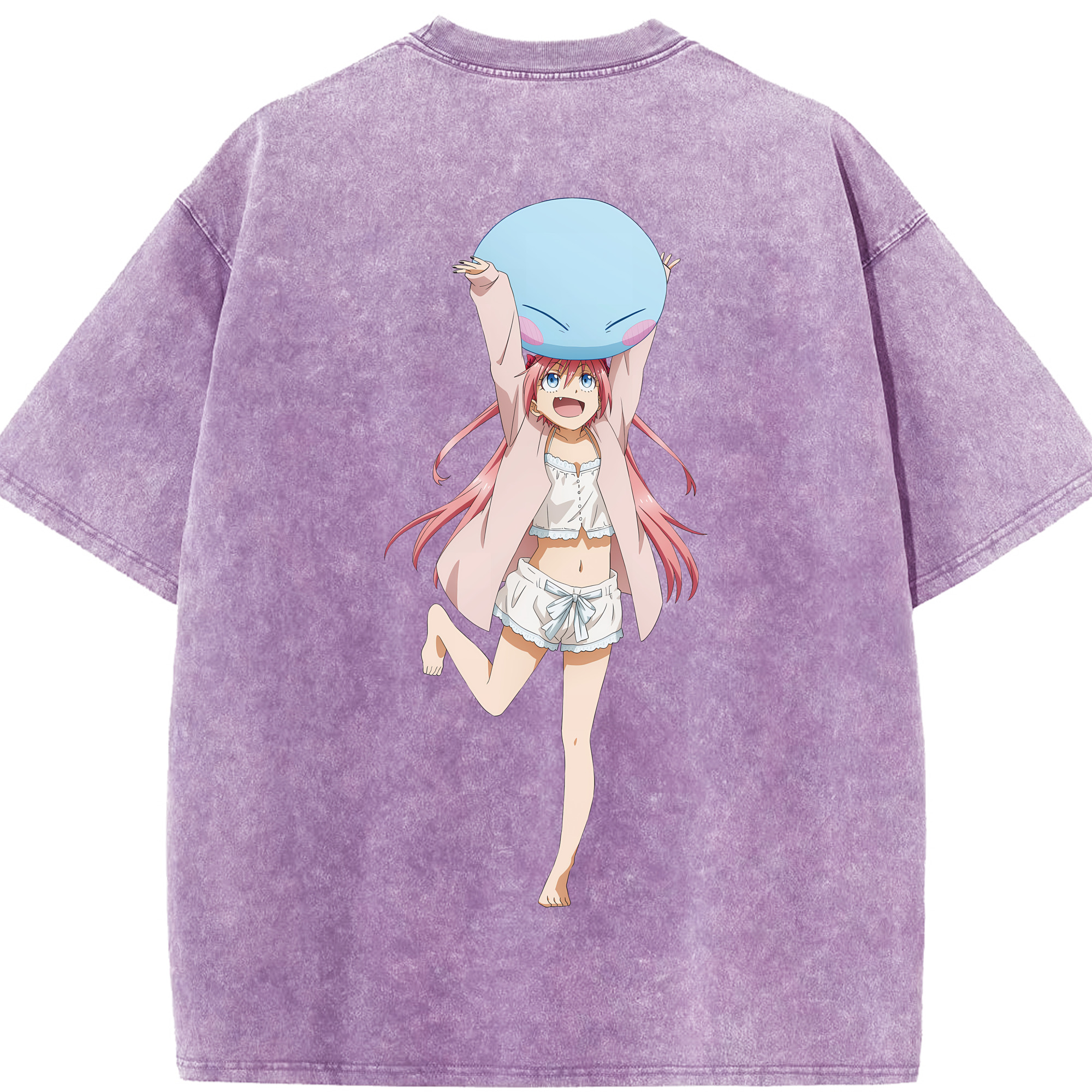 （画像用） 転スラ Regarding Reincarnated to Slime 綿100% ヴィンテージ風 半袖Tシャツ（背面プリント）