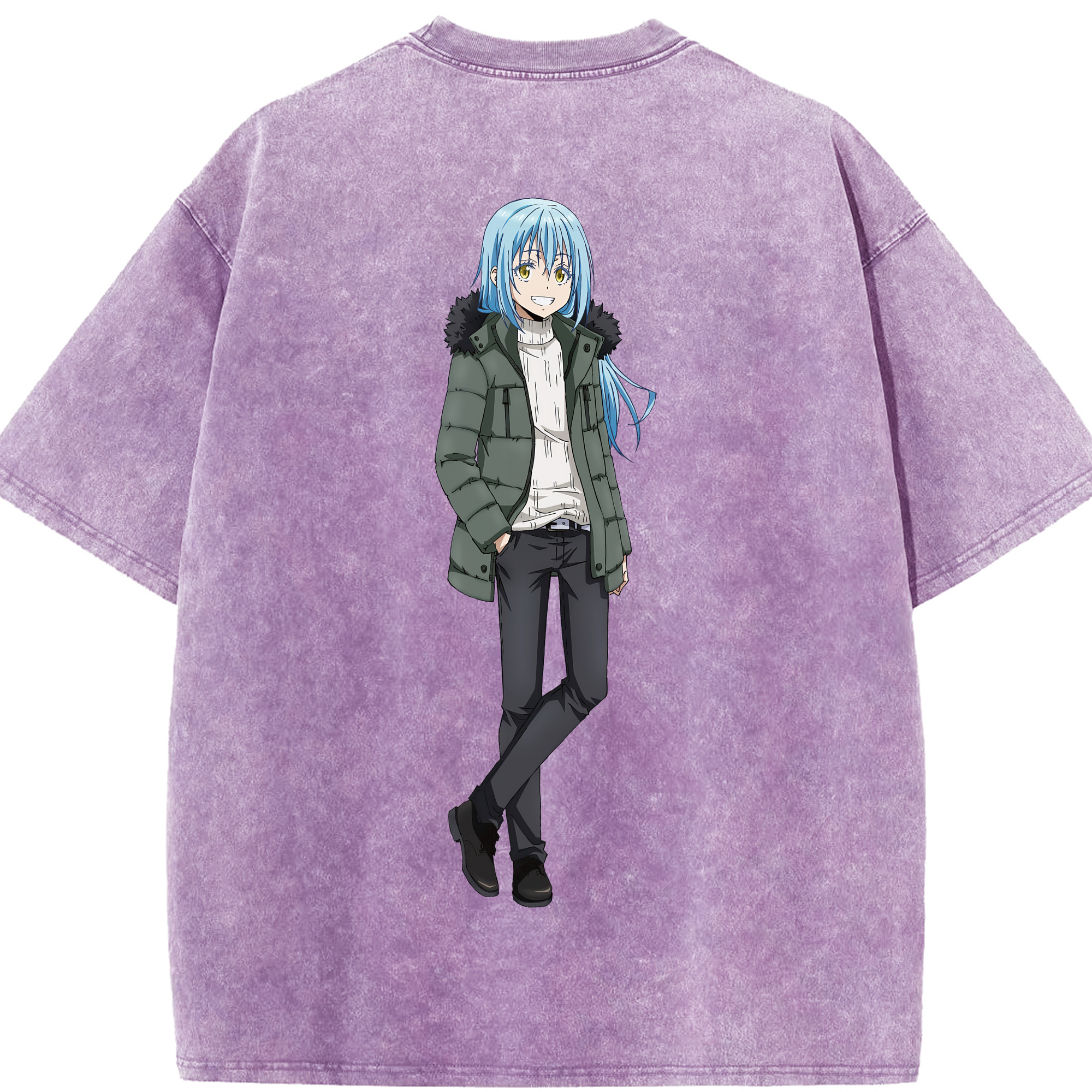 （画像用） 転スラ Regarding Reincarnated to Slime 綿100% ヴィンテージ風 半袖Tシャツ（背面プリント）