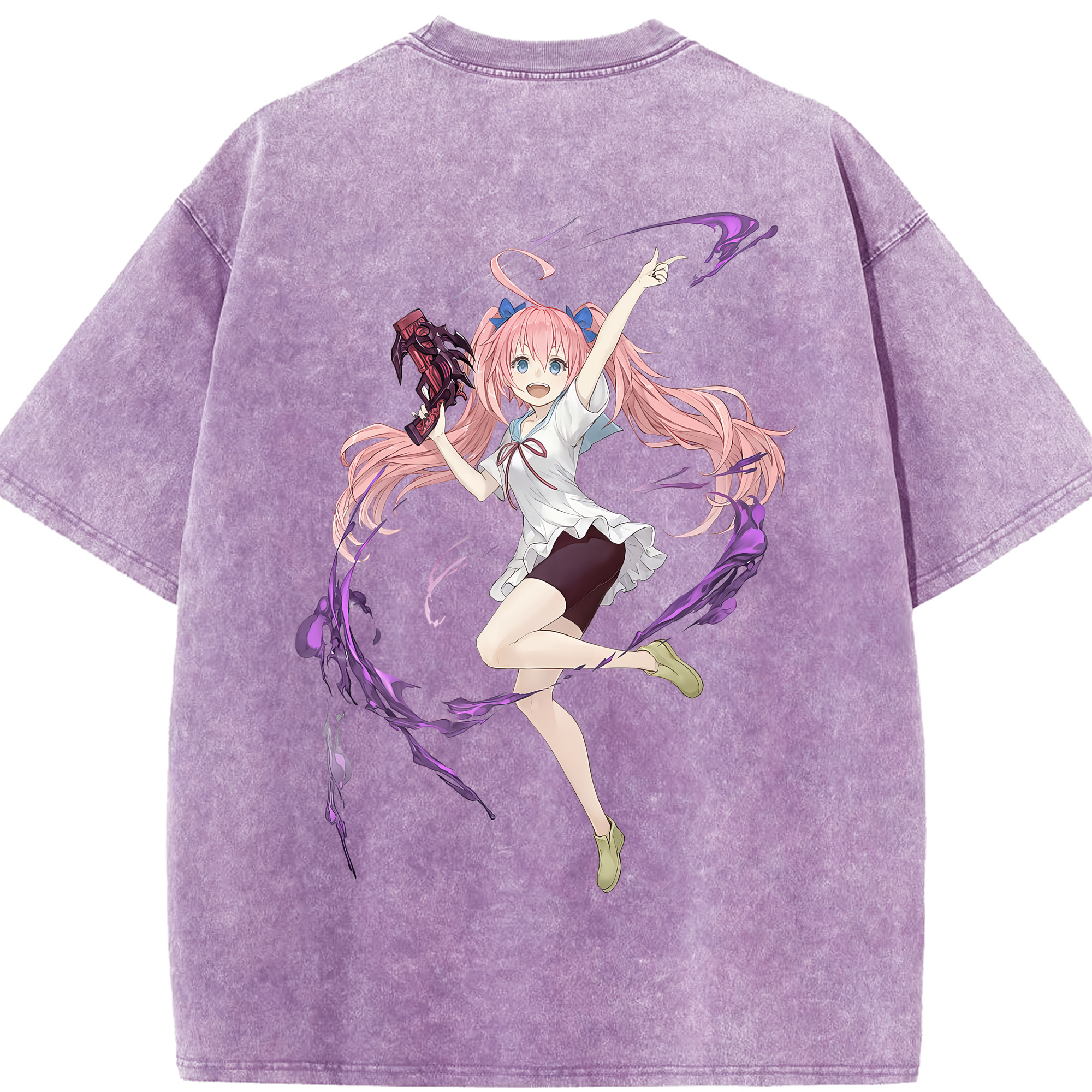 （画像用） 転スラ Regarding Reincarnated to Slime 綿100% ヴィンテージ風 半袖Tシャツ（背面プリント）