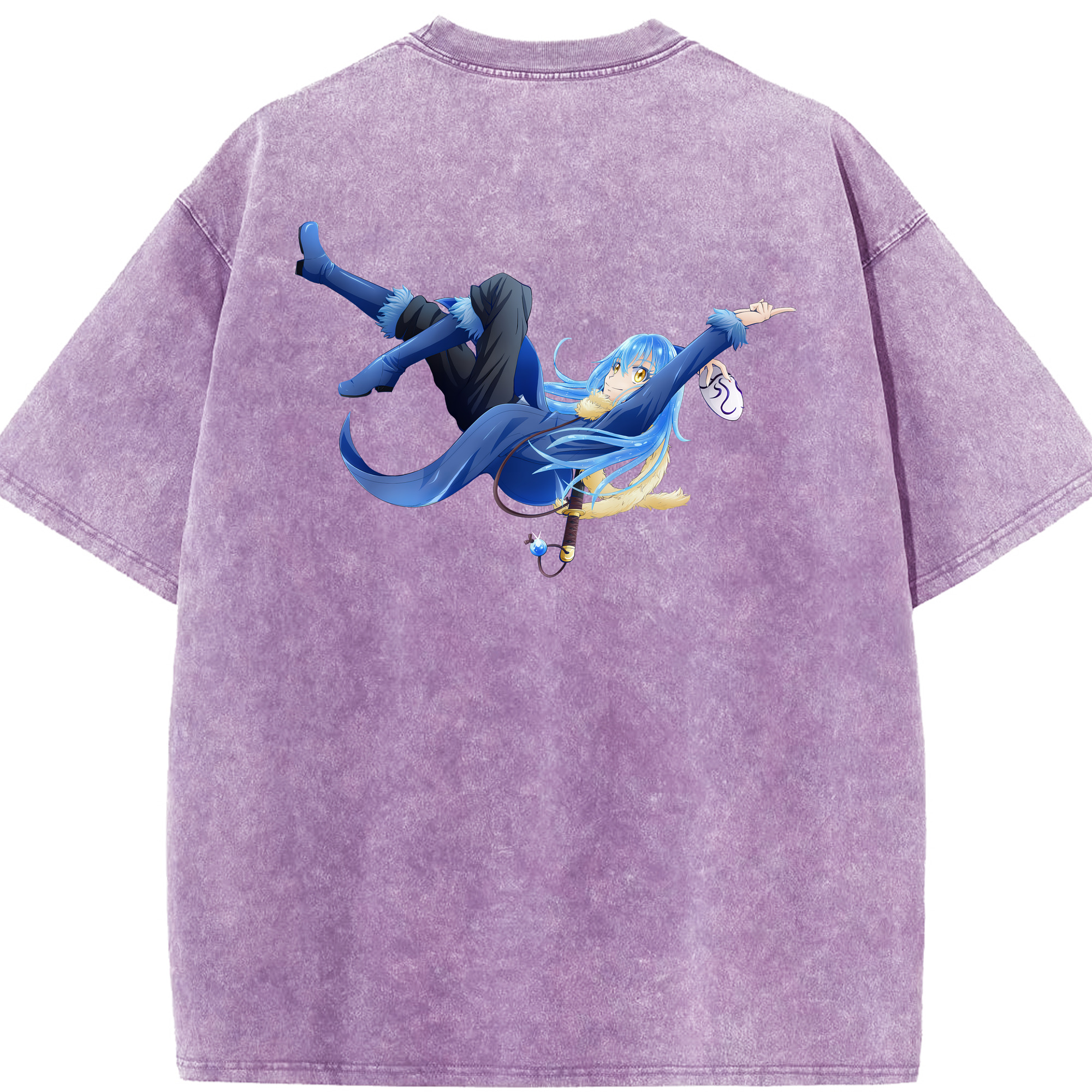 （画像用） 転スラ Regarding Reincarnated to Slime 綿100% ヴィンテージ風 半袖Tシャツ（背面プリント）