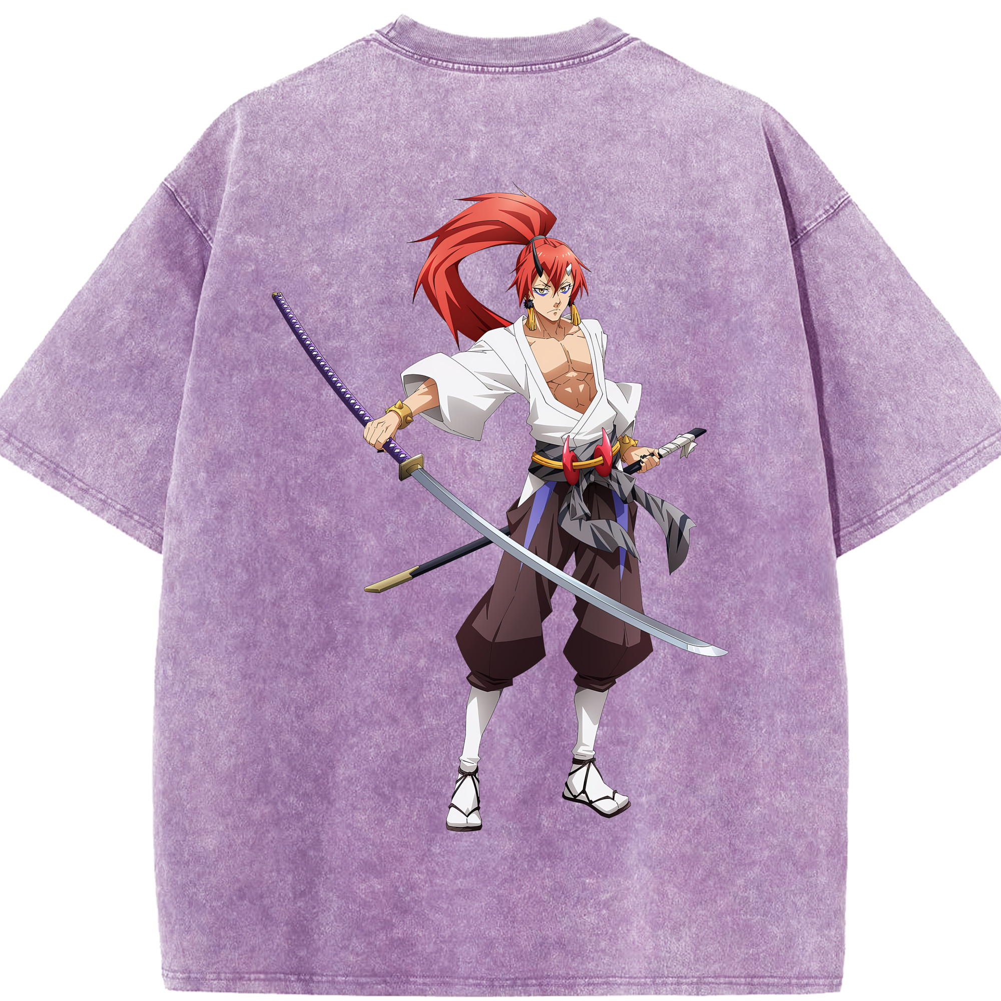 （画像用） 転スラ Regarding Reincarnated to Slime 綿100% ヴィンテージ風 半袖Tシャツ（背面プリント）