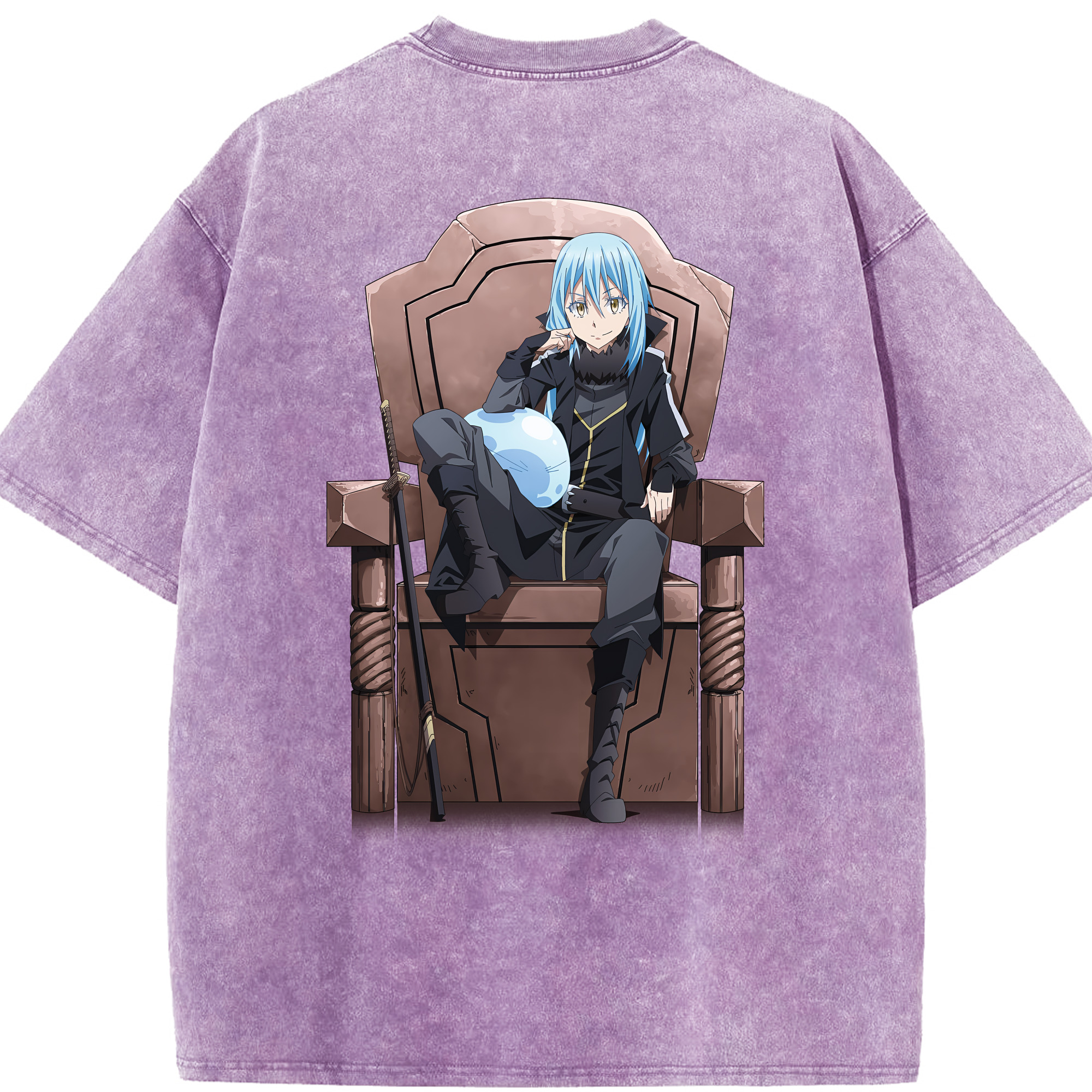 （画像用） 転スラ Regarding Reincarnated to Slime 綿100% ヴィンテージ風 半袖Tシャツ（背面プリント）