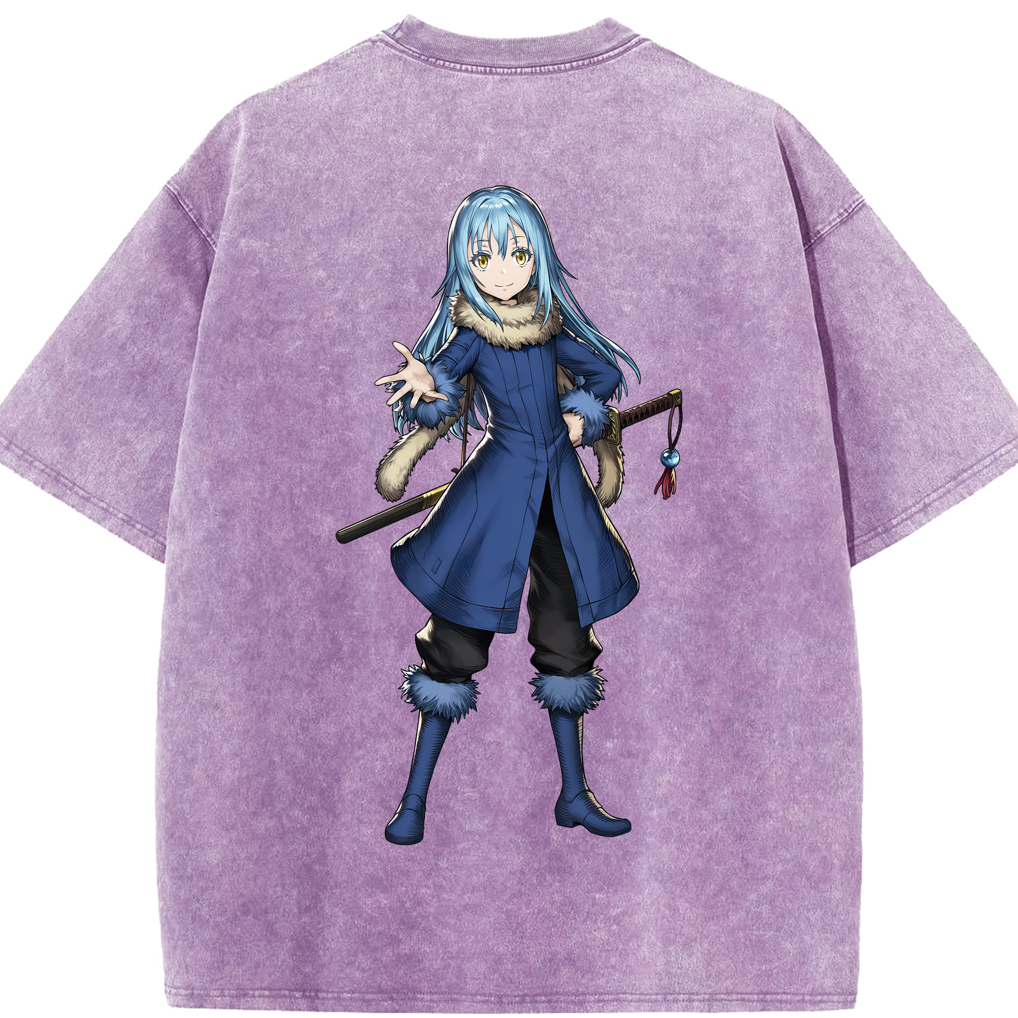 （画像用） 転スラ Regarding Reincarnated to Slime 綿100% ヴィンテージ風 半袖Tシャツ（背面プリント）