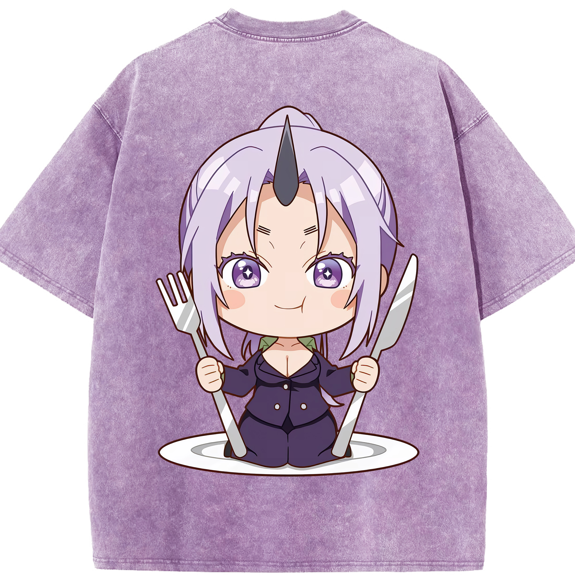 （画像用） 転スラ Regarding Reincarnated to Slime 綿100% ヴィンテージ風 半袖Tシャツ（背面プリント）