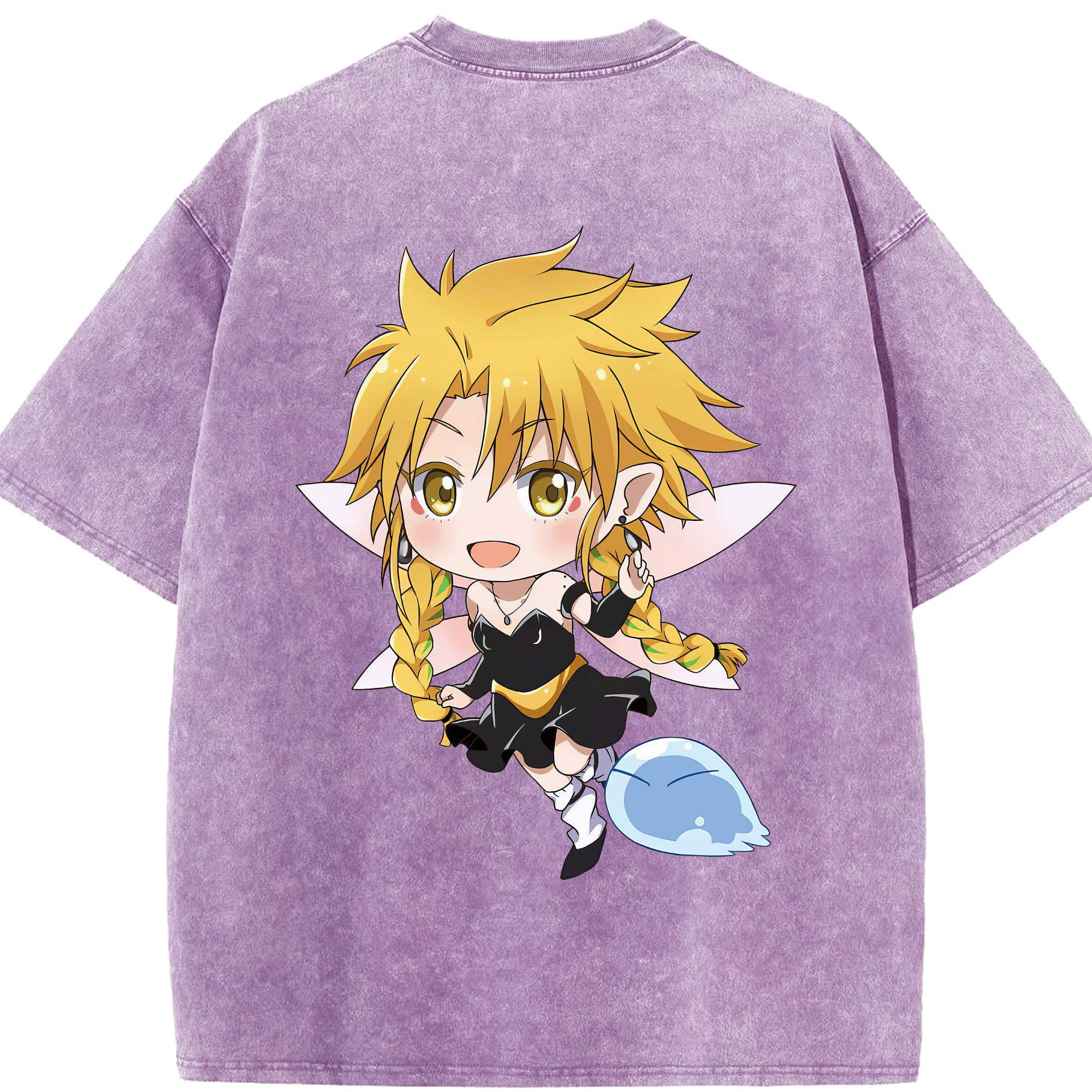（画像用） 転スラ Regarding Reincarnated to Slime 綿100% ヴィンテージ風 半袖Tシャツ（背面プリント）