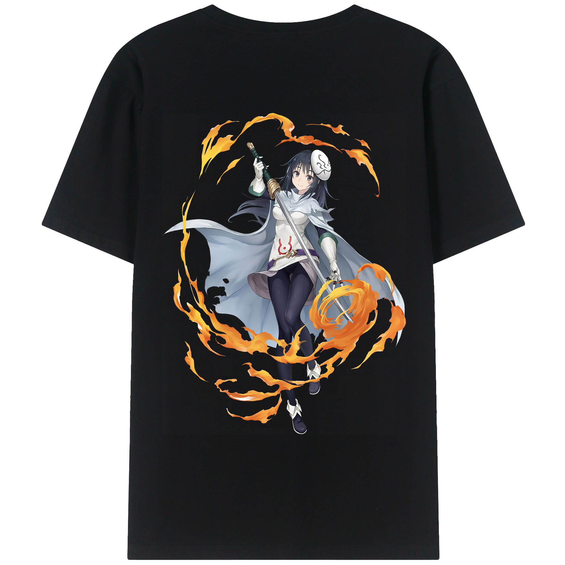 （画像用） 転スラ Regarding Reincarnated to Slime 綿100％ メンズ半袖Tシャツ（バックプリント） 通気性