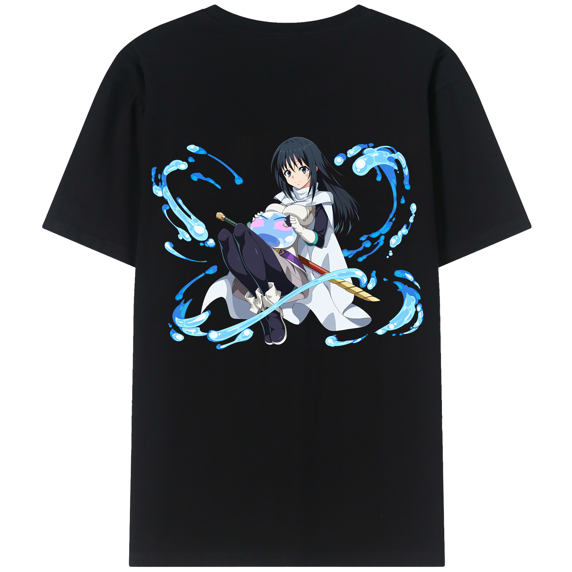 （画像用） 転スラ Regarding Reincarnated to Slime 綿100％ メンズ半袖Tシャツ（バックプリント） 通気性