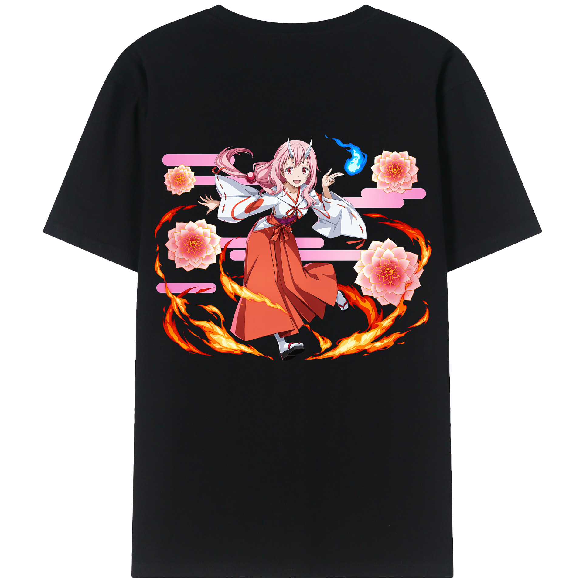 （画像用） 転スラ Regarding Reincarnated to Slime 綿100％ メンズ半袖Tシャツ（バックプリント） 通気性
