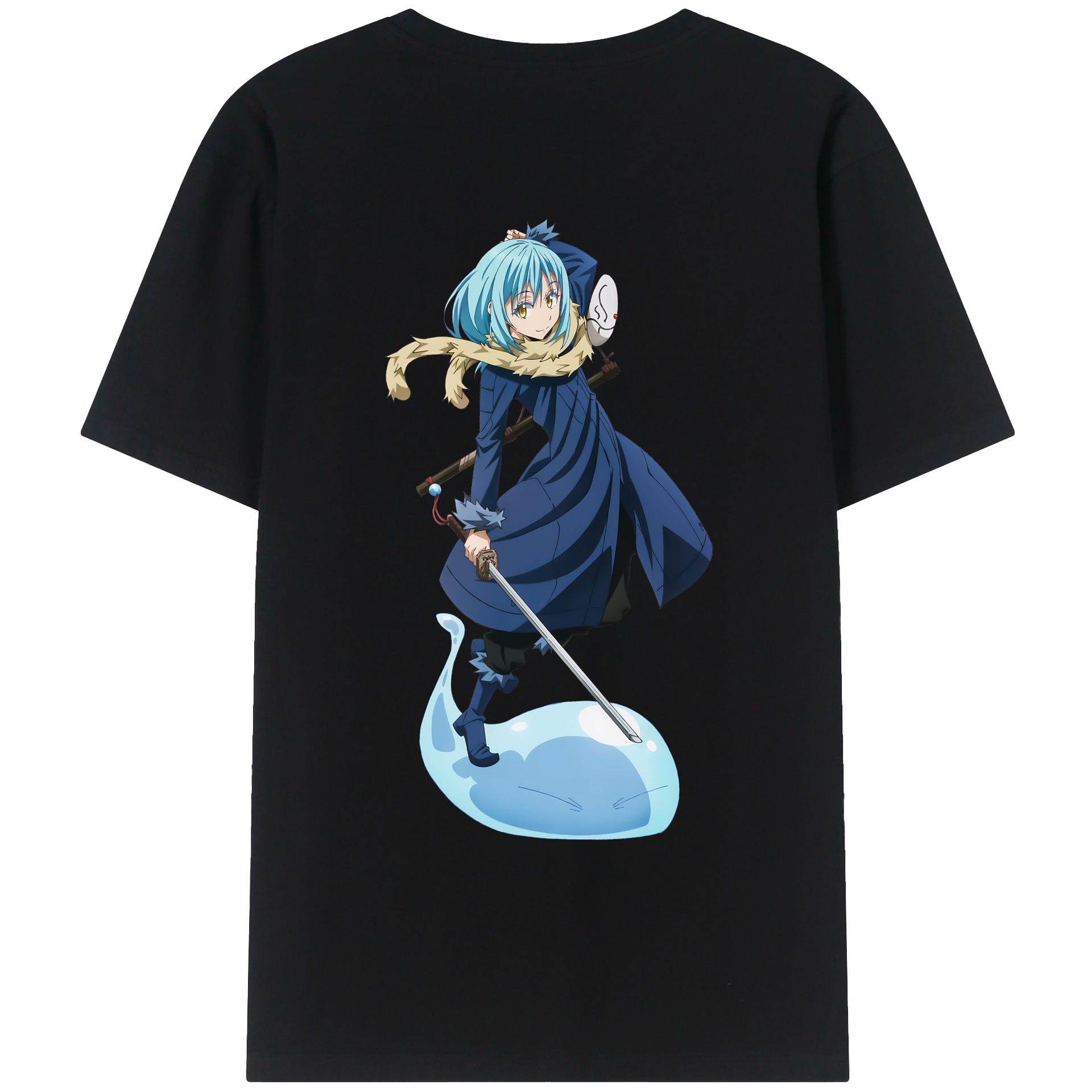 （画像用） 転スラ Regarding Reincarnated to Slime 綿100％ メンズ半袖Tシャツ（バックプリント） 通気性