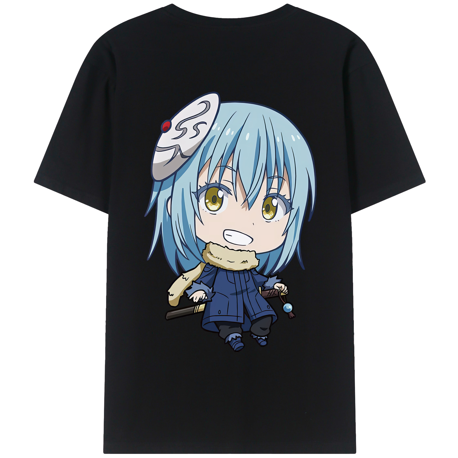 （画像用） 転スラ Regarding Reincarnated to Slime 綿100％ メンズ半袖Tシャツ（バックプリント） 通気性
