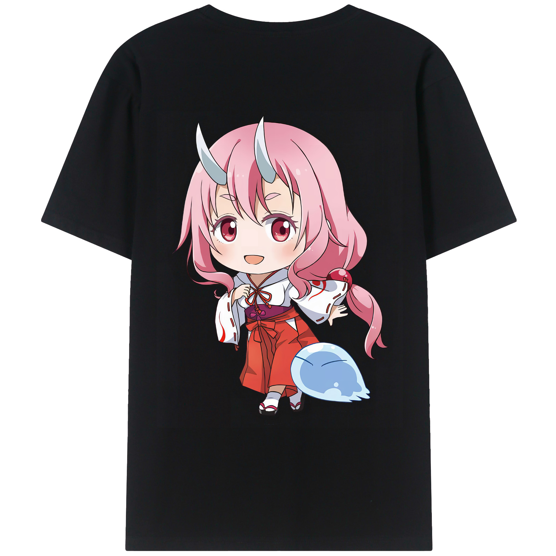 （画像用） 転スラ Regarding Reincarnated to Slime 綿100％ メンズ半袖Tシャツ（バックプリント） 通気性