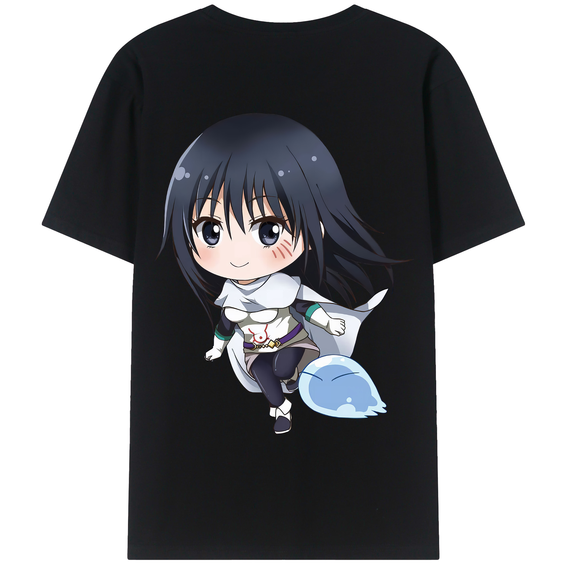 （画像用） 転スラ Regarding Reincarnated to Slime 綿100％ メンズ半袖Tシャツ（バックプリント） 通気性