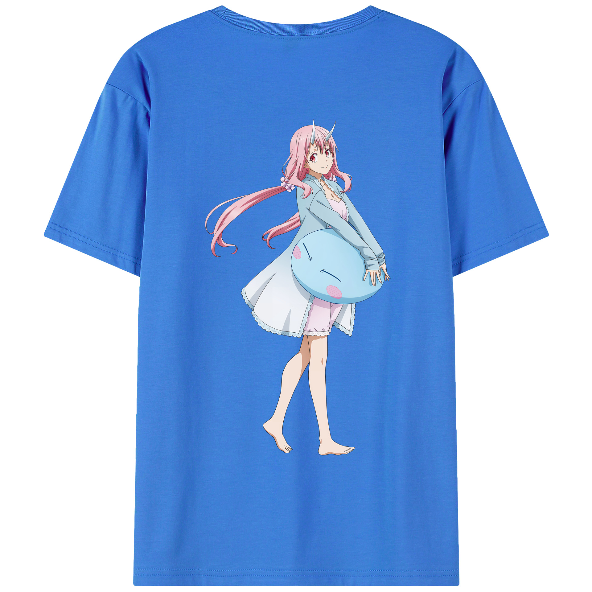 （画像用） 転スラ Regarding Reincarnated to Slime 綿100％ メンズ半袖Tシャツ（バックプリント） 通気性
