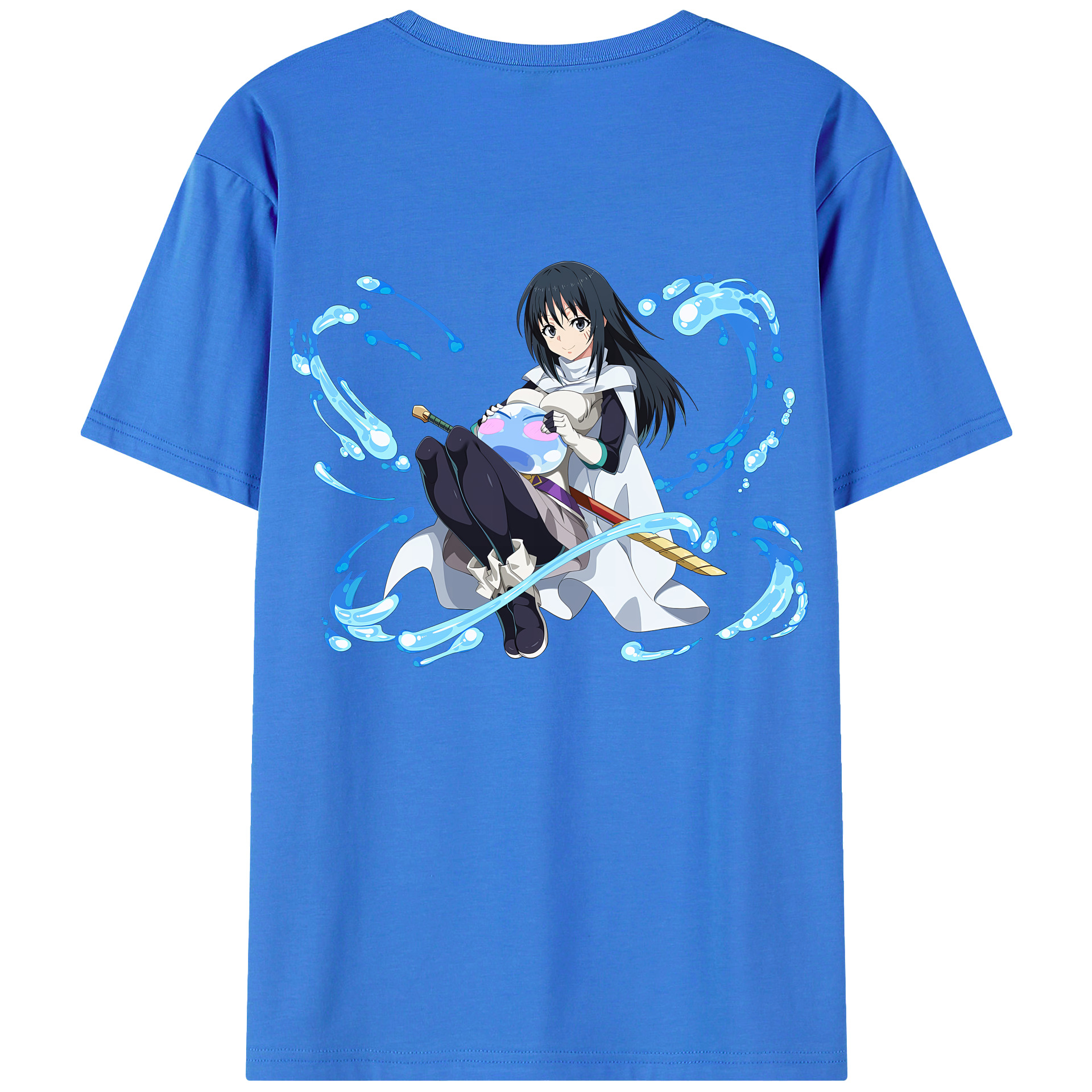 （画像用） 転スラ Regarding Reincarnated to Slime 綿100％ メンズ半袖Tシャツ（バックプリント） 通気性