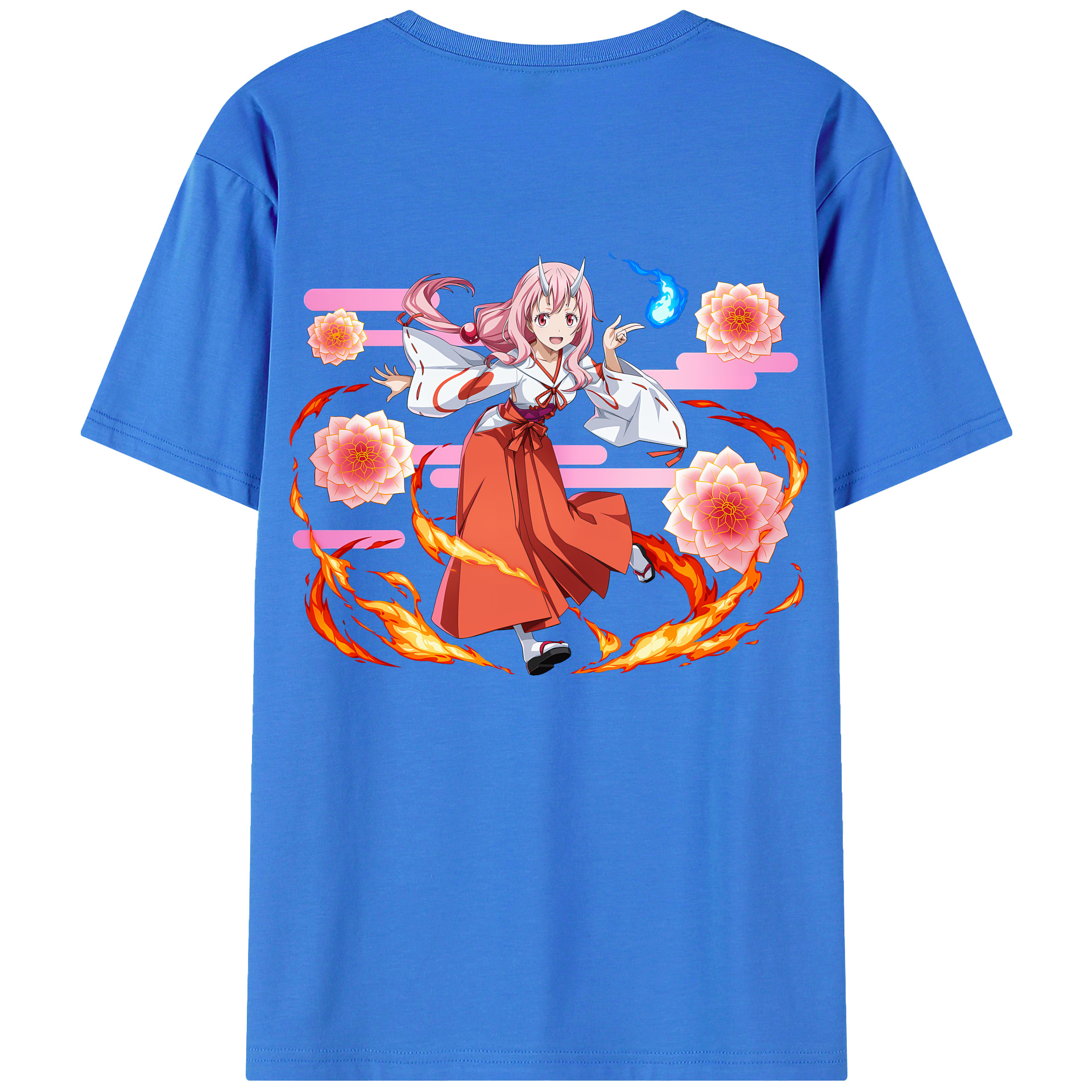 （画像用） 転スラ Regarding Reincarnated to Slime 綿100％ メンズ半袖Tシャツ（バックプリント） 通気性