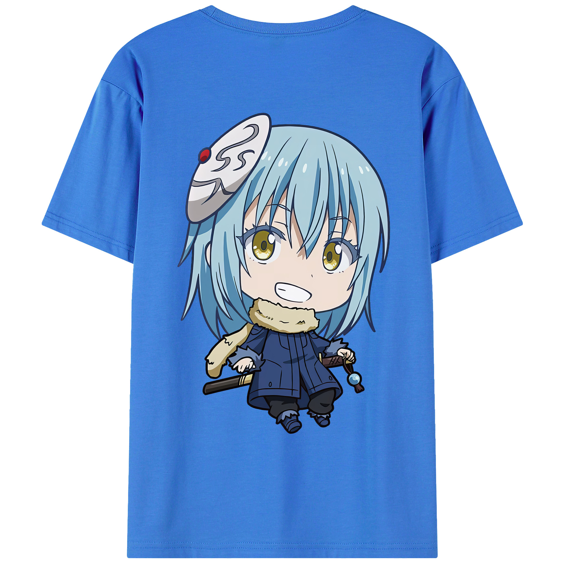（画像用） 転スラ Regarding Reincarnated to Slime 綿100％ メンズ半袖Tシャツ（バックプリント） 通気性