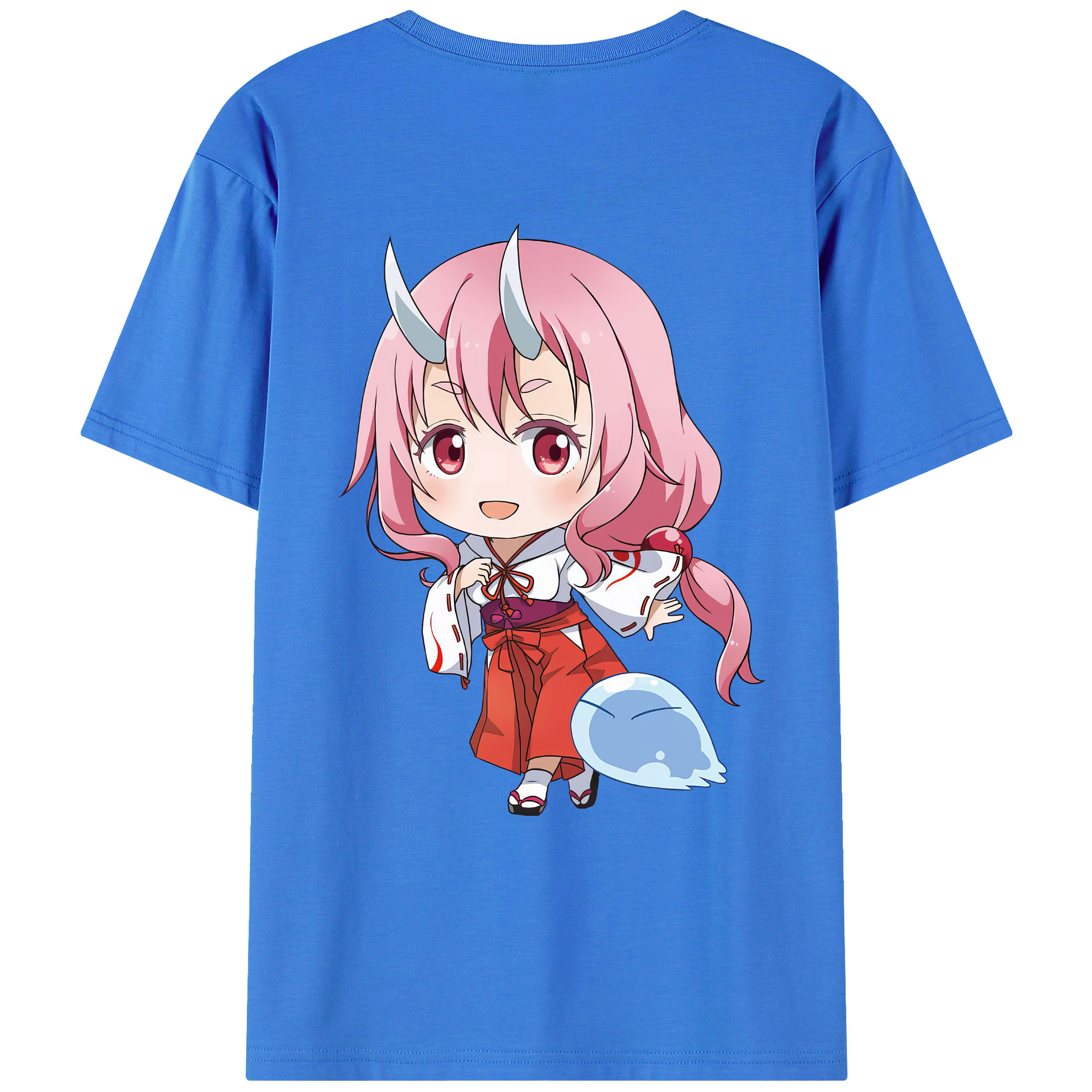 （画像用） 転スラ Regarding Reincarnated to Slime 綿100％ メンズ半袖Tシャツ（バックプリント） 通気性