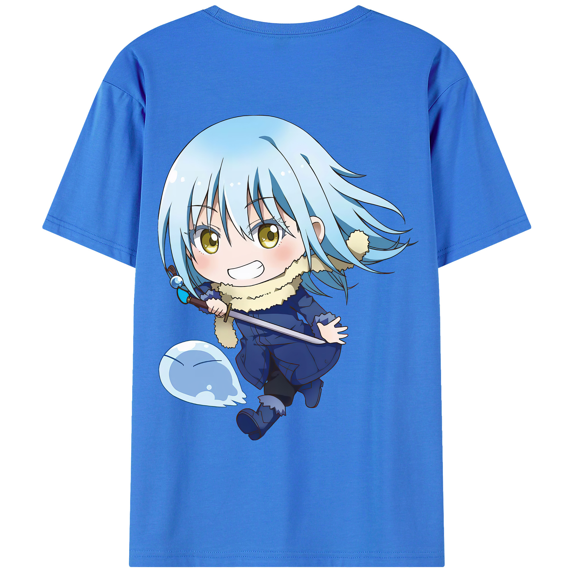 （画像用） 転スラ Regarding Reincarnated to Slime 綿100％ メンズ半袖Tシャツ（バックプリント） 通気性
