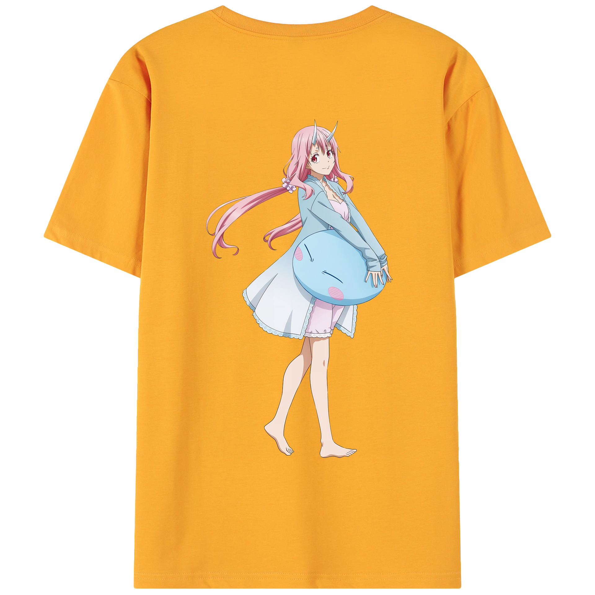 （画像用） 転スラ Regarding Reincarnated to Slime 綿100％ メンズ半袖Tシャツ（バックプリント） 通気性