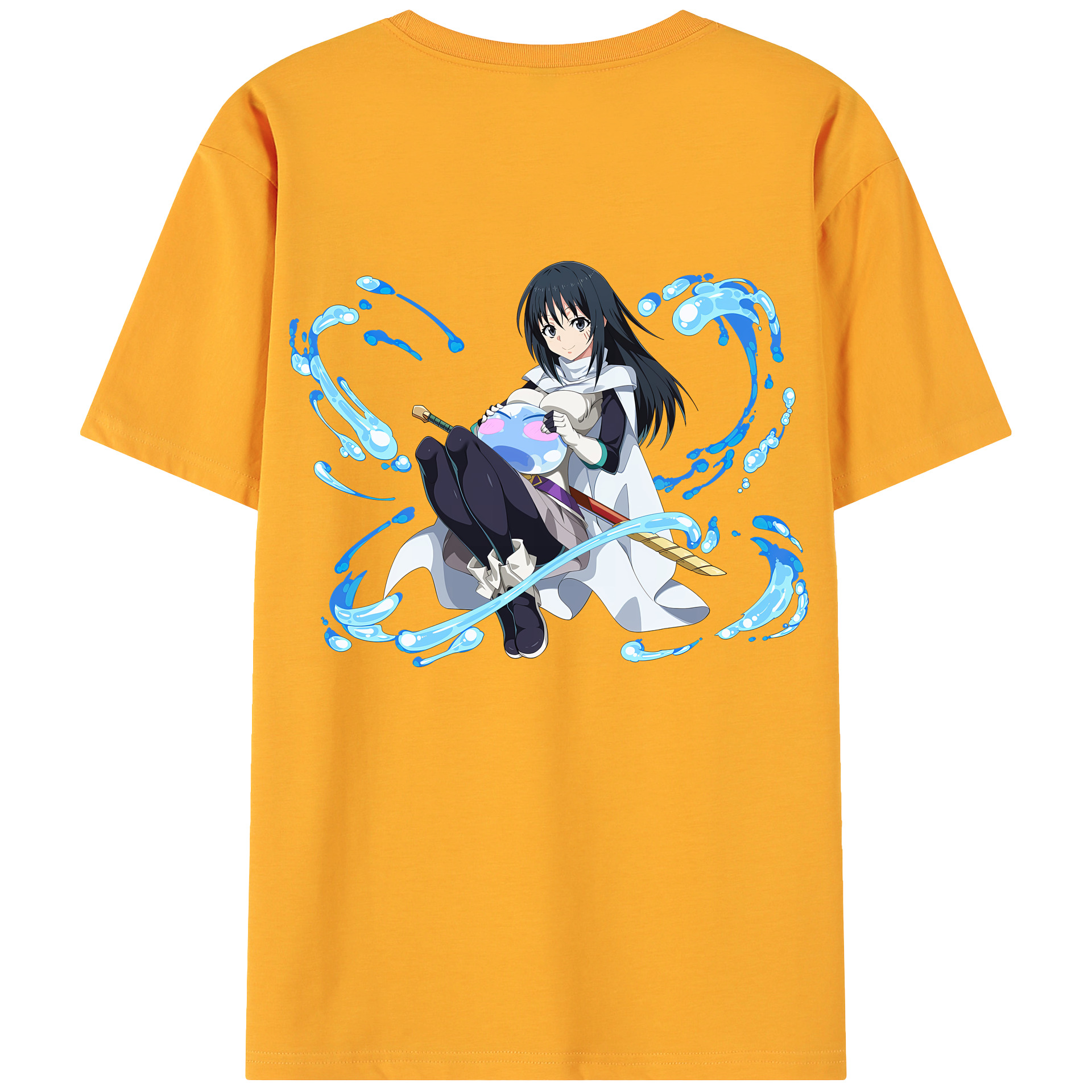 （画像用） 転スラ Regarding Reincarnated to Slime 綿100％ メンズ半袖Tシャツ（バックプリント） 通気性