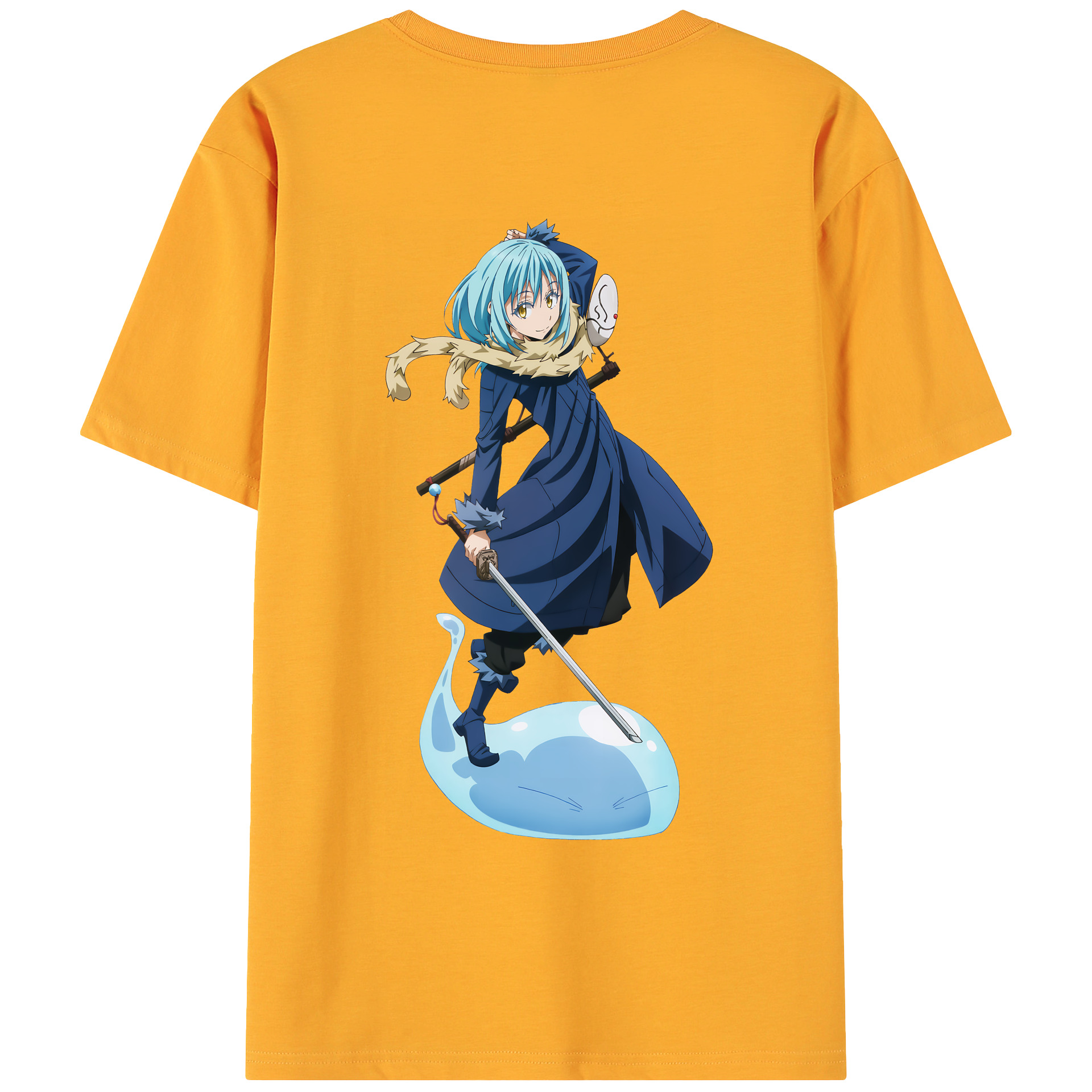 （画像用） 転スラ Regarding Reincarnated to Slime 綿100％ メンズ半袖Tシャツ（バックプリント） 通気性