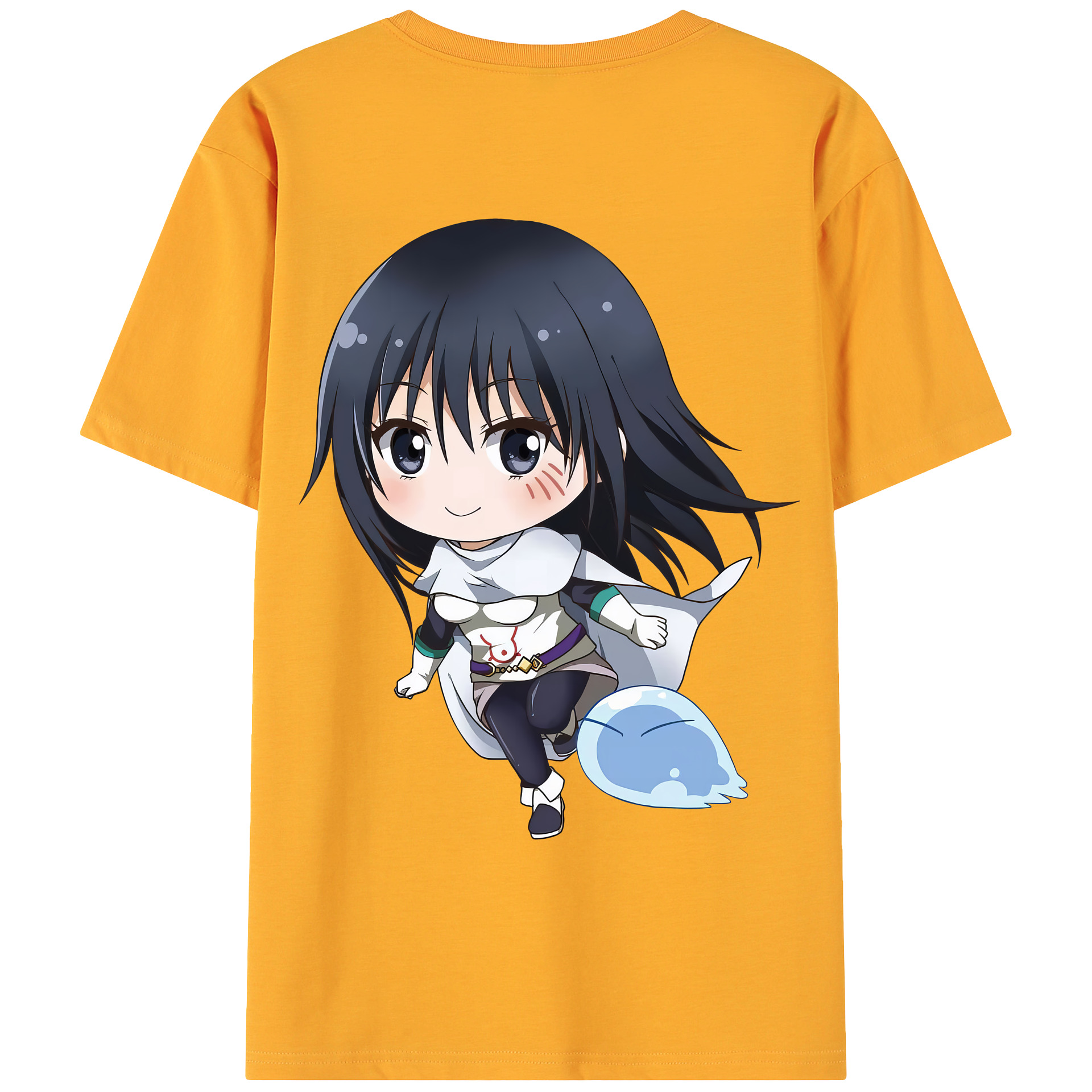 （画像用） 転スラ Regarding Reincarnated to Slime 綿100％ メンズ半袖Tシャツ（バックプリント） 通気性