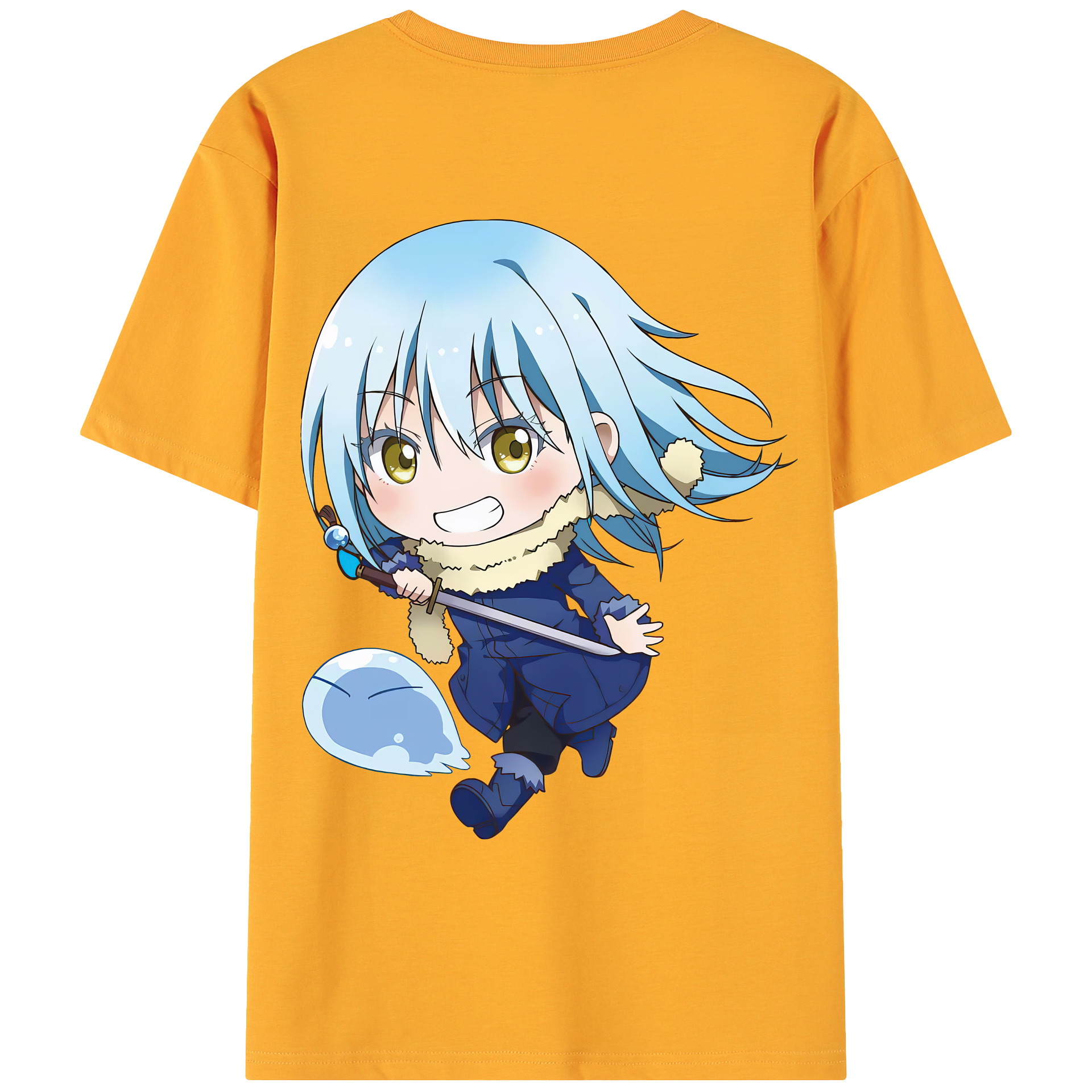 （画像用） 転スラ Regarding Reincarnated to Slime 綿100％ メンズ半袖Tシャツ（バックプリント） 通気性