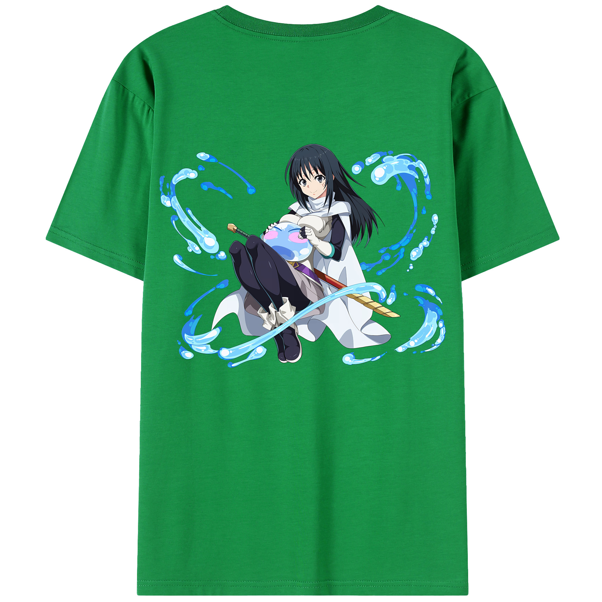 （画像用） 転スラ Regarding Reincarnated to Slime 綿100％ メンズ半袖Tシャツ（バックプリント） 通気性