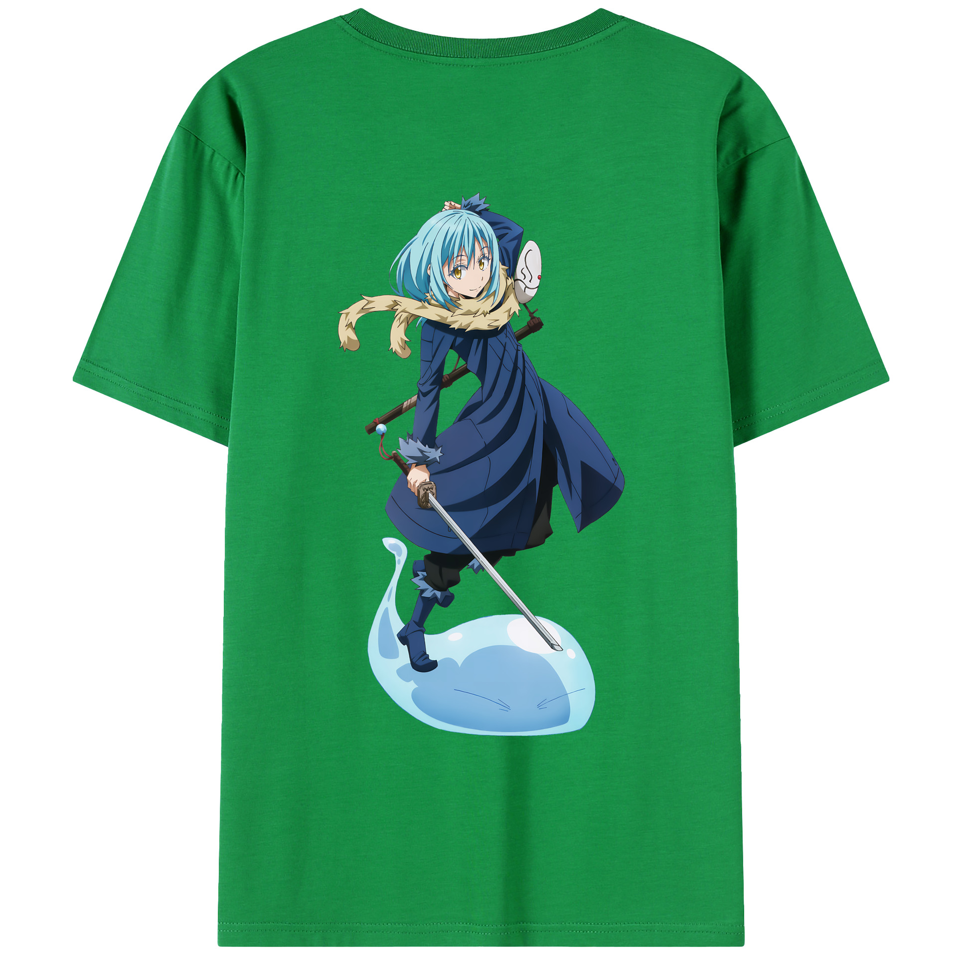 （画像用） 転スラ Regarding Reincarnated to Slime 綿100％ メンズ半袖Tシャツ（バックプリント） 通気性